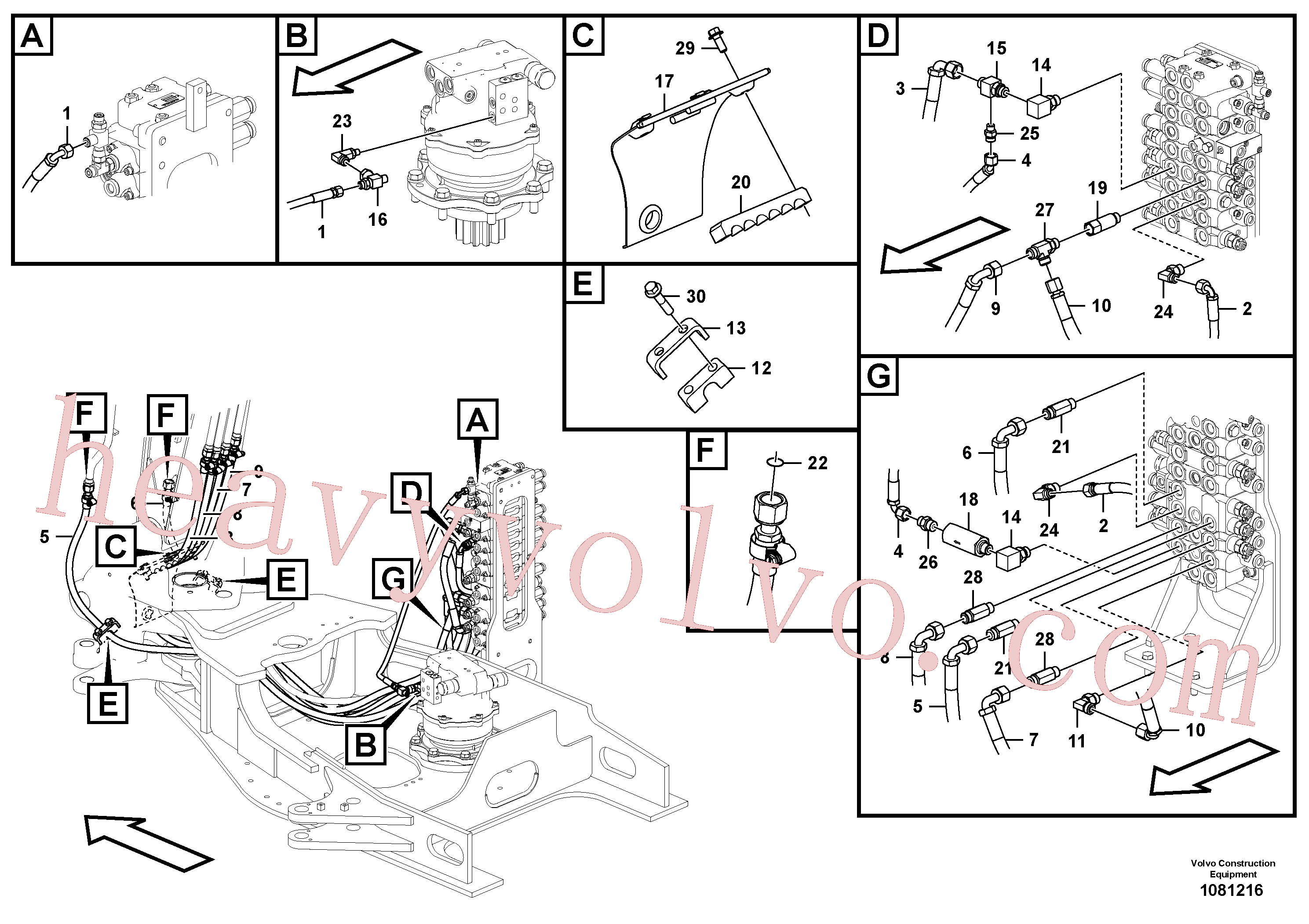 VOE936495 for Volvo Hydraulic system, control valve to boom and swing(1081216 assembly)