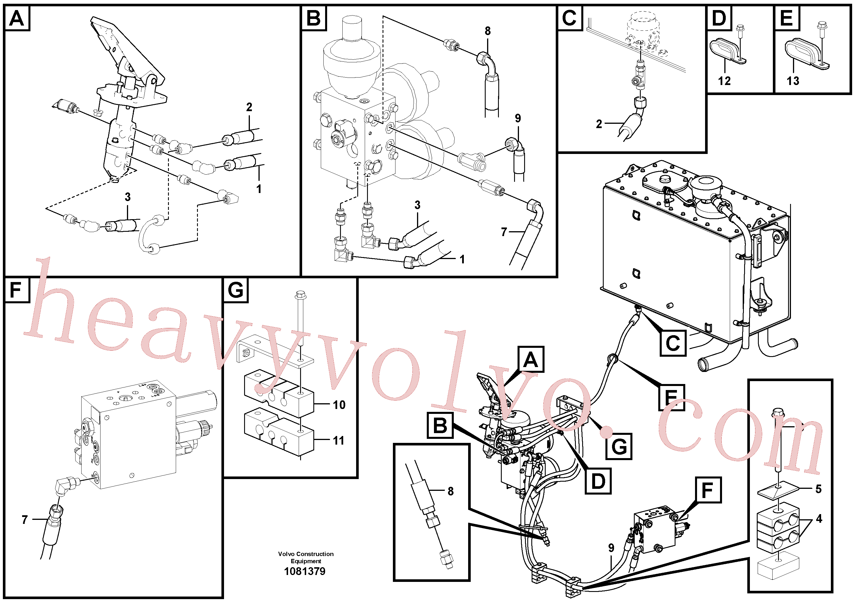 VOE937132 for Volvo Brake line, valve body - accumulators - accumulator - footbrake valve(1081379 assembly)