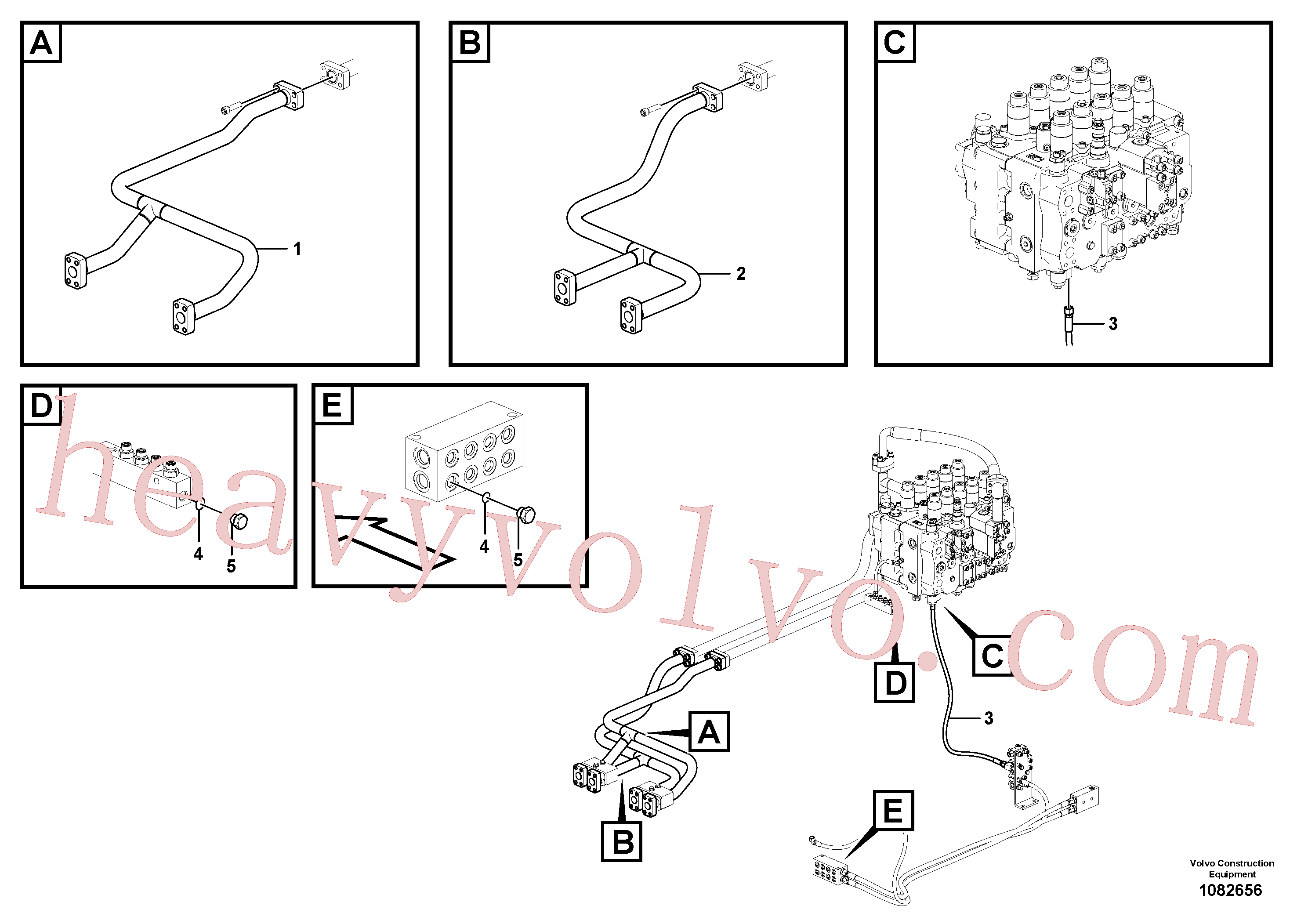 VOE14543160 for Volvo Hydraulic system, control valve to boom and swing(1082656 assembly)