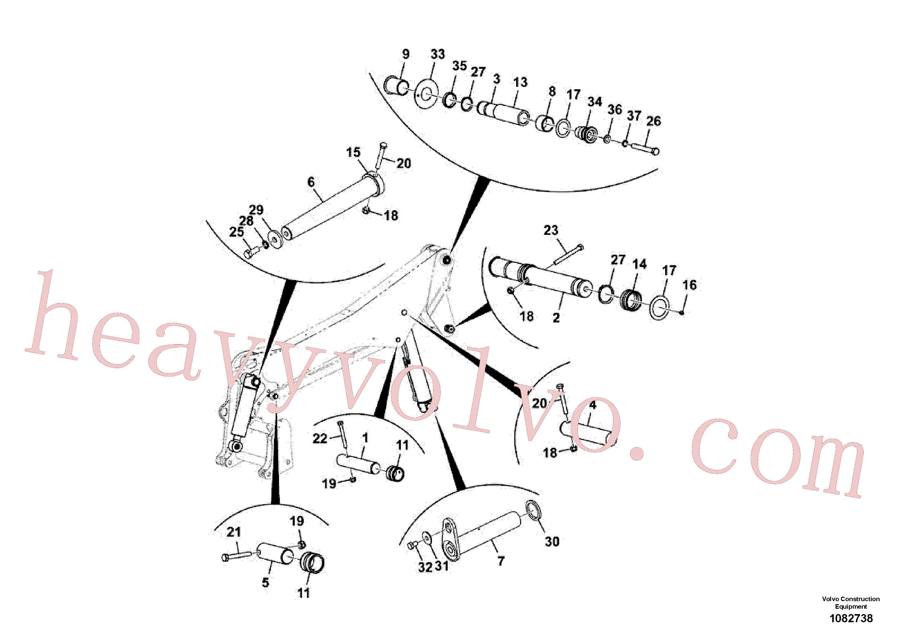 VOE16212126 for Volvo Loader pivots, pivot pins & bushes, vertical lift(1082738 assembly)