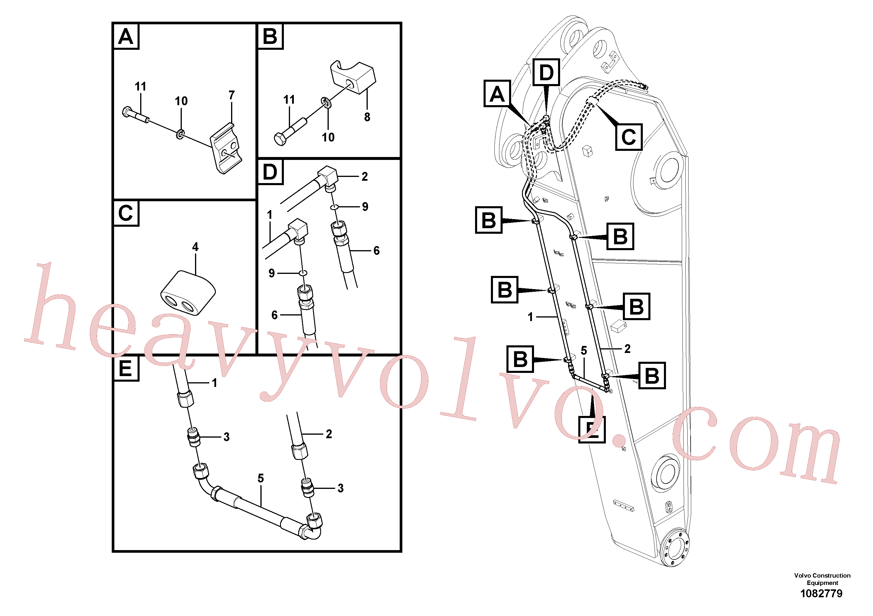 VOE14881233 for Volvo Working hydraulic, slope and rotator on dipper arm(1082779 assembly)