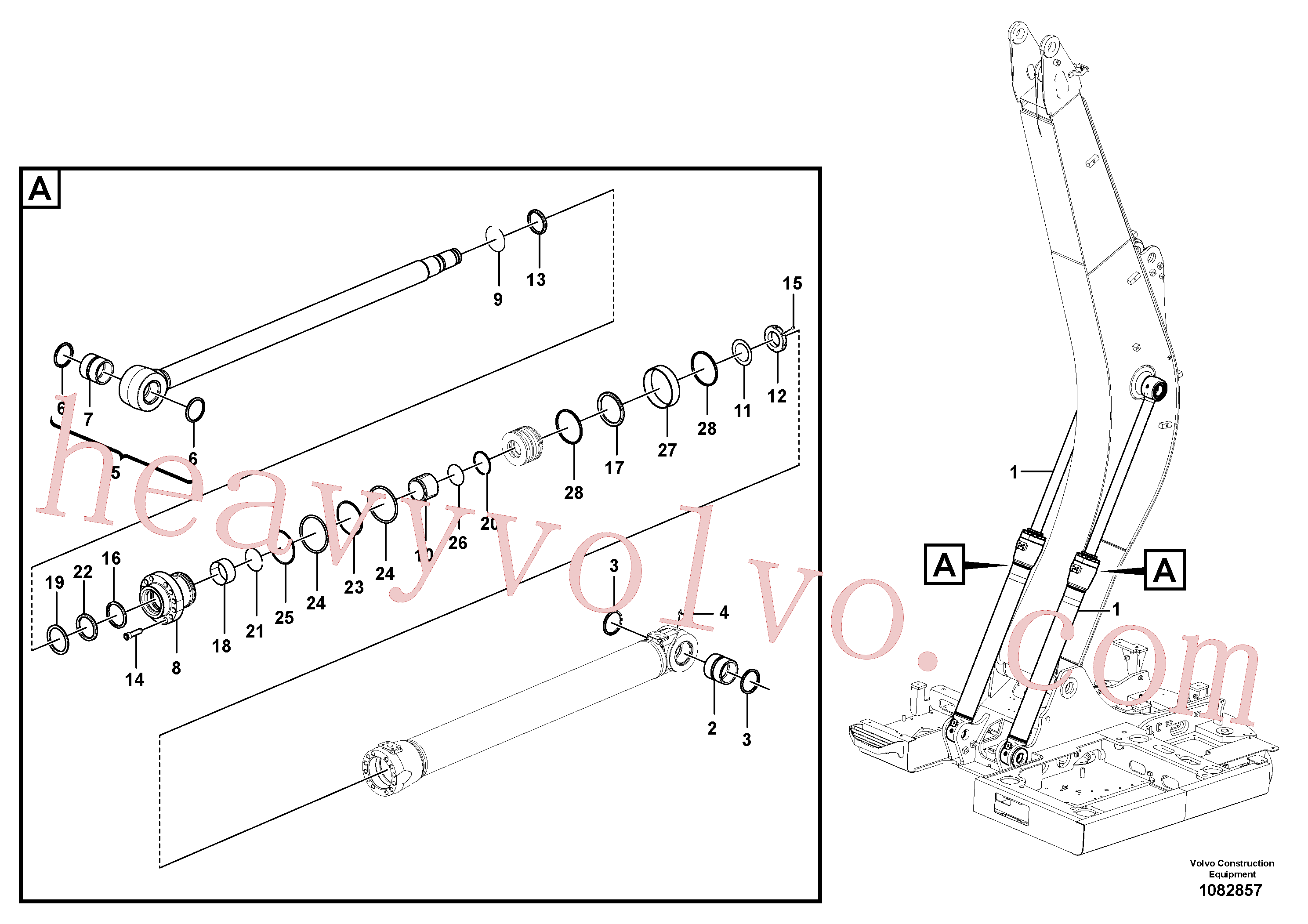 SA14675830 for Volvo Boom cylinder, monobloc boom(1082857 assembly)