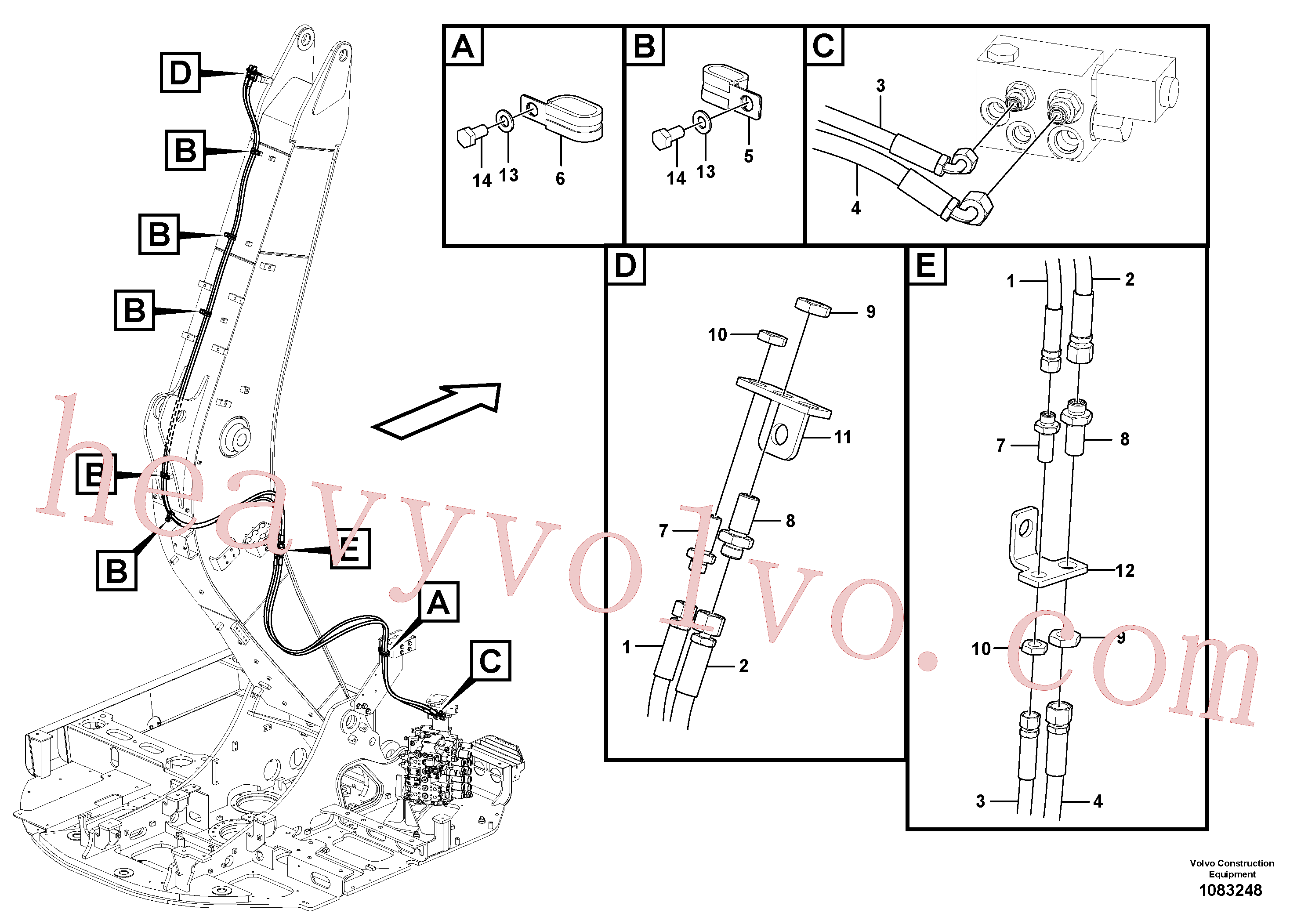 VOE14701653 for Volvo Working hydraulic, quick fit on boom(1083248 assembly)