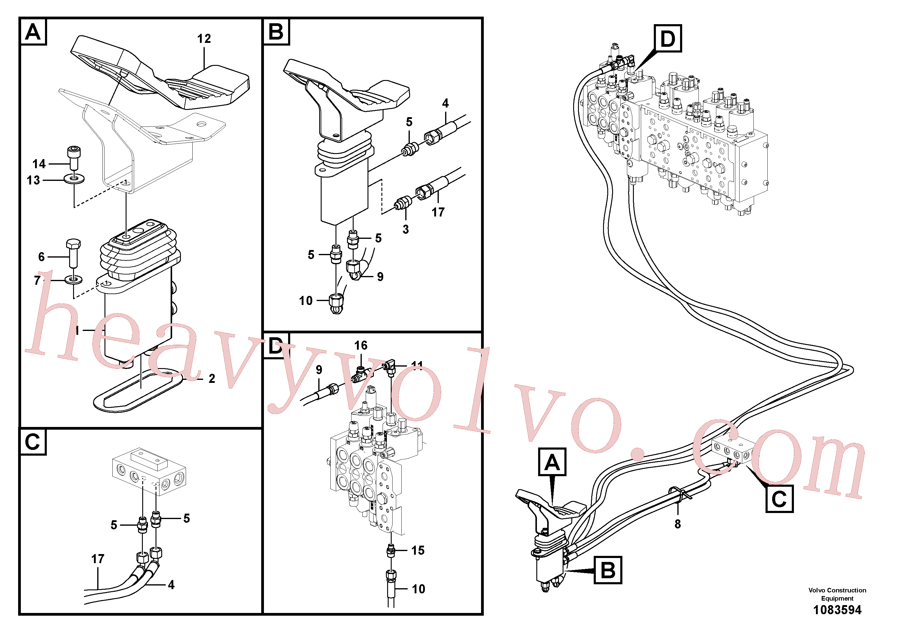 VOE997857 for Volvo Servo system, control valve to remote control valve pedal(1083594 assembly)