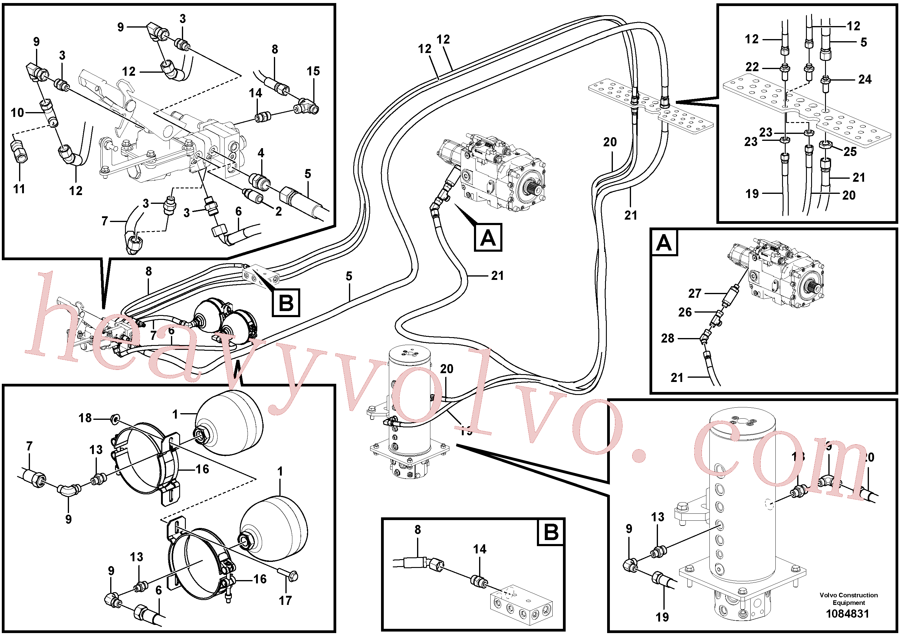 VOE936242 for Volvo Hydraulic system, upper brake line(1084831 assembly)