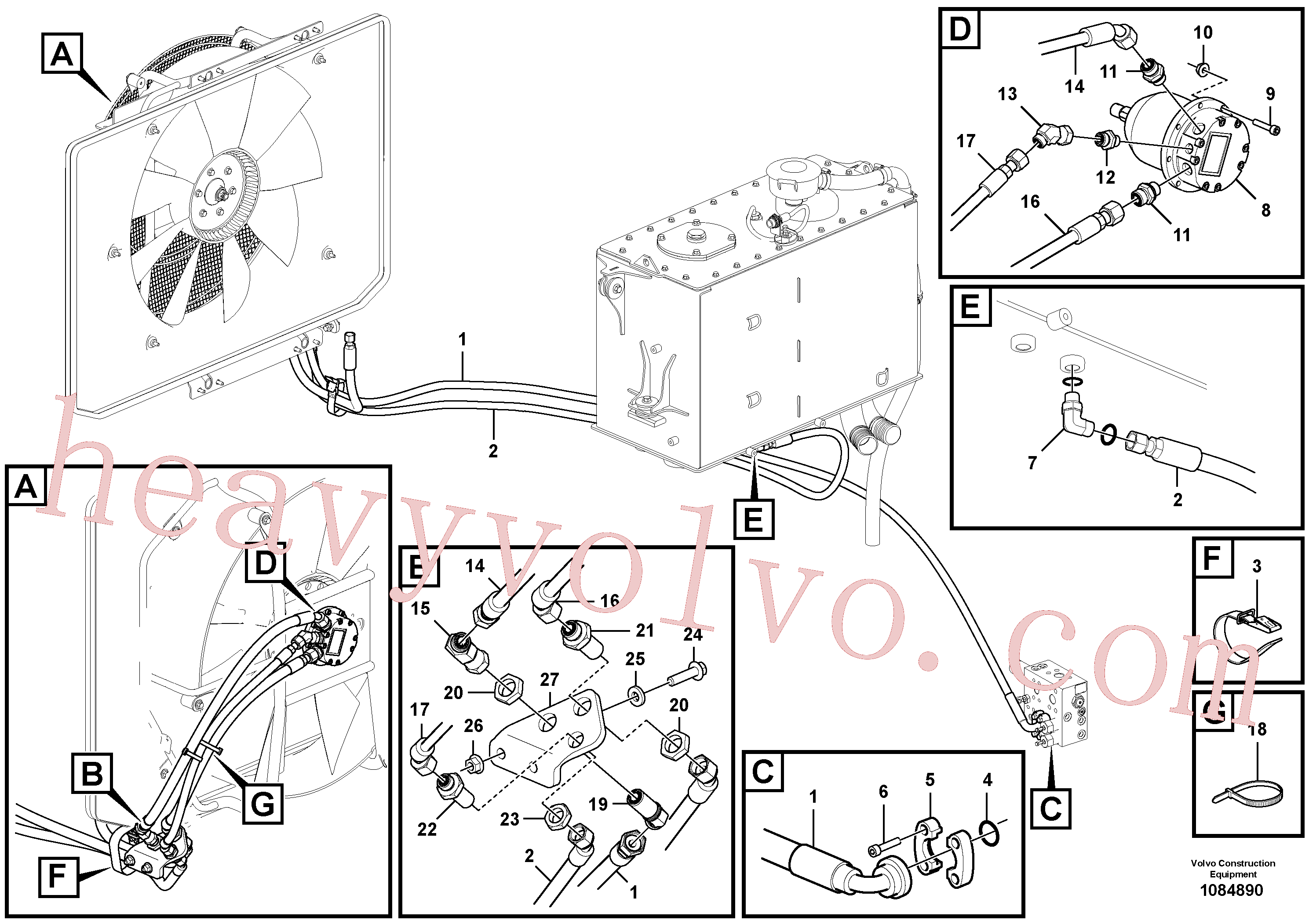 VOE60113141 for Volvo Hoses to fan drive(1084890 assembly)