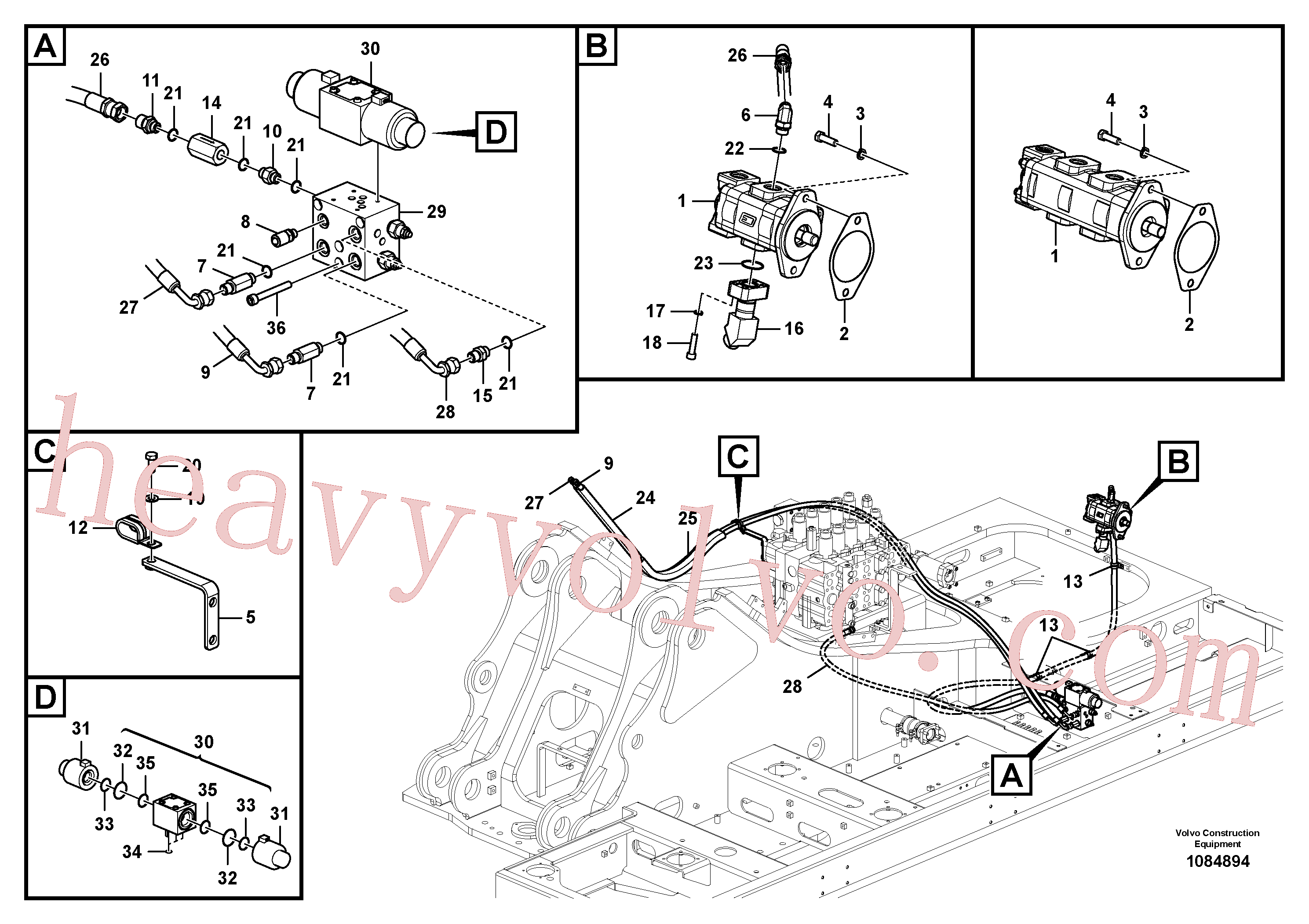 VOE14531088 for Volvo Working hydraulic, slope and rotator on upper frame(1084894 assembly)