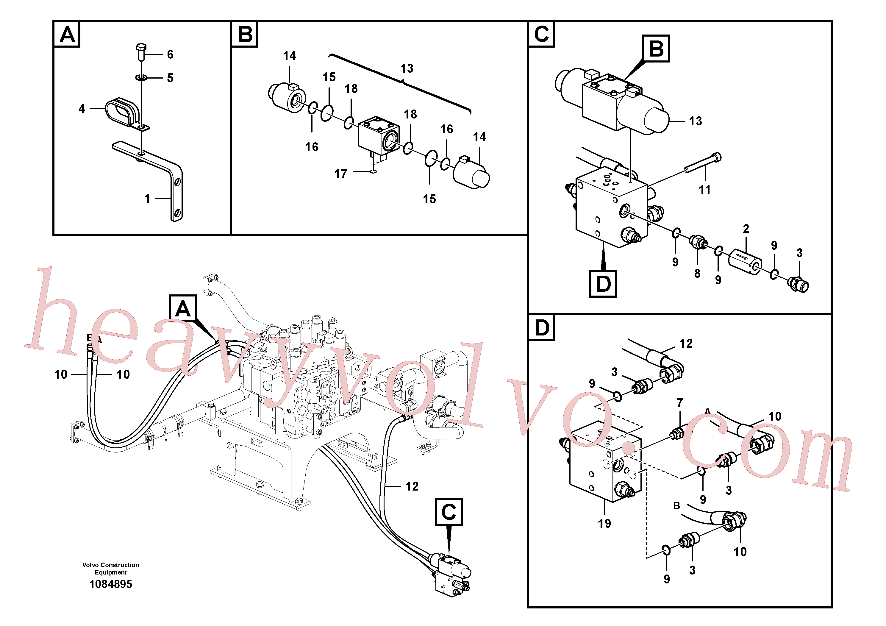 VOE14555279 for Volvo Working hydraulic, slope and rotator on upper frame(1084895 assembly)