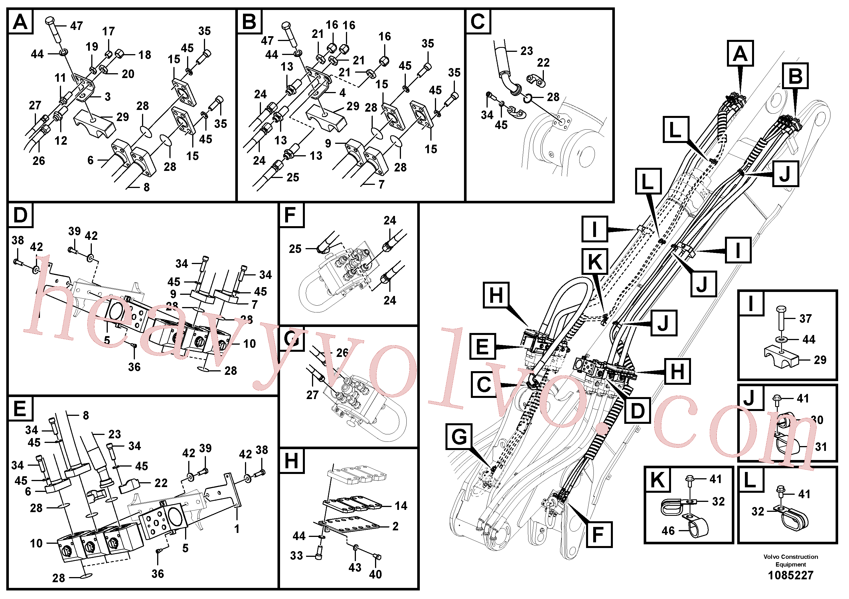 VOE938232 for Volvo Working hydraulic, dipper arm cylinder on boom.(1085227 assembly)