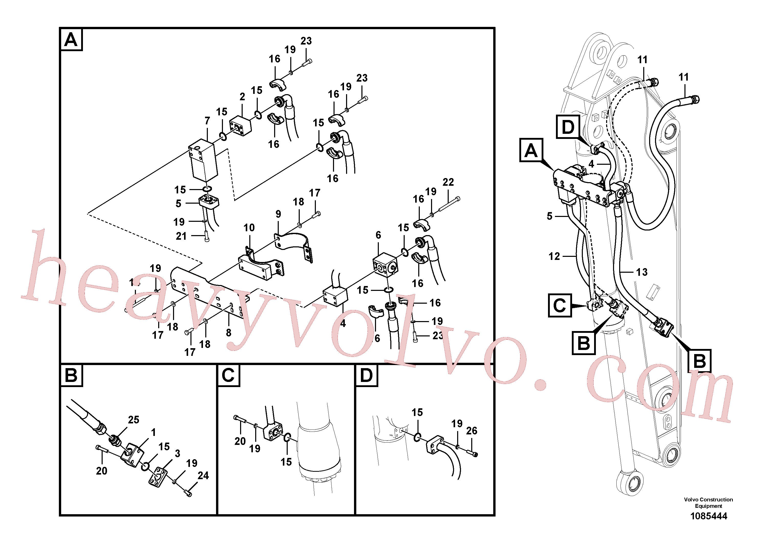 VOE15014091 for Volvo Working hydraulic, bucket cylinder on dipper arm(1085444 assembly)