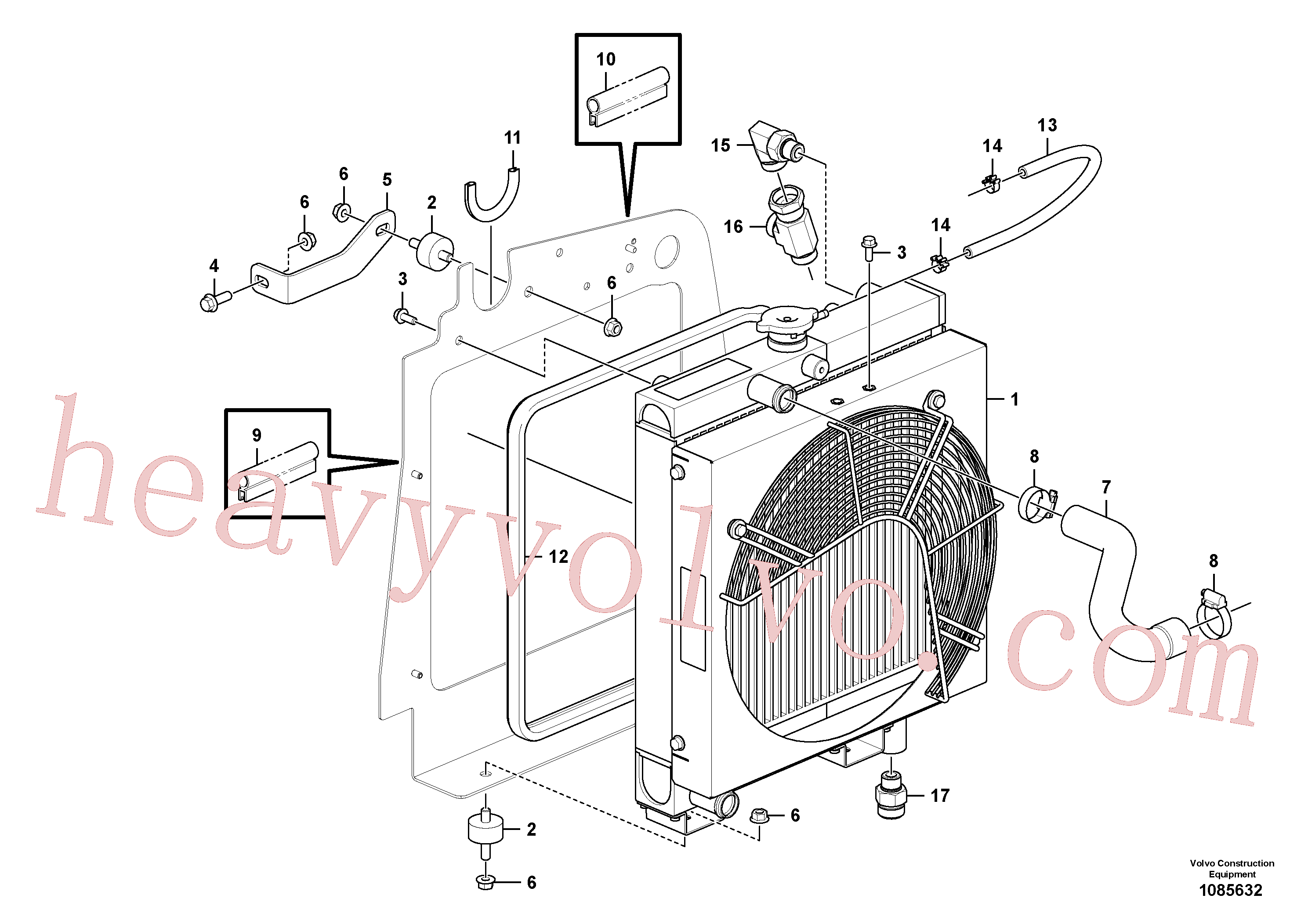 VOE11803383 for Volvo Radiator with fitting parts(1085632 assembly)