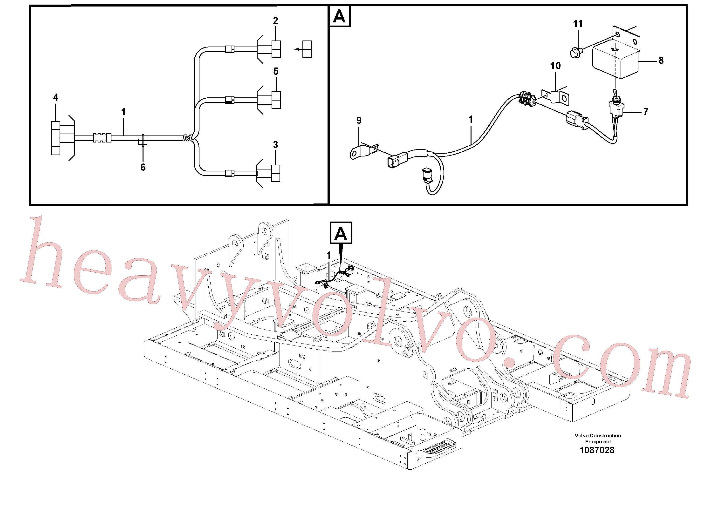 VOE14569605 for Volvo Cable and wire harness, Removal counterweight.(1087028 assembly)