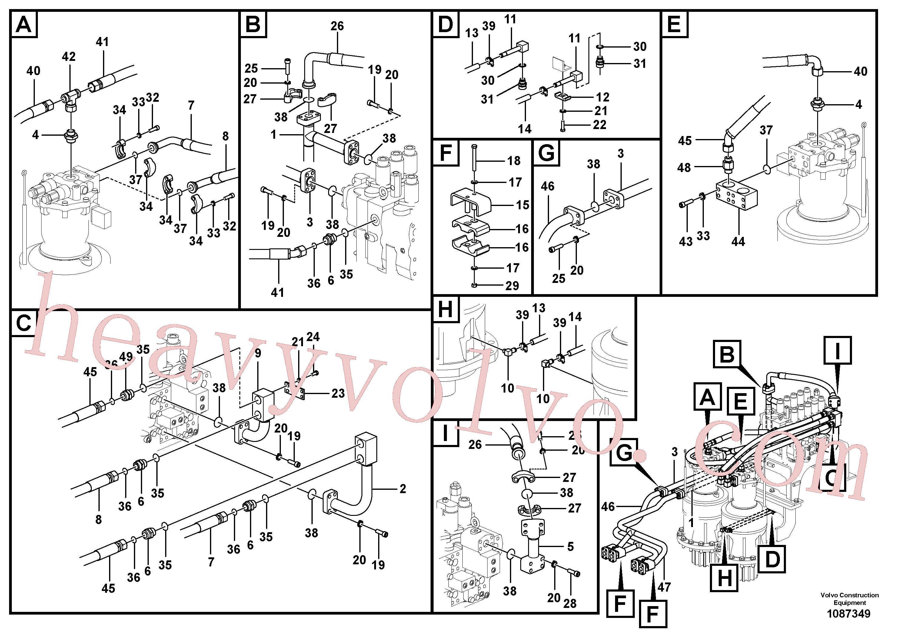 VOE14543160 for Volvo Hydraulic system, control valve to boom and swing(1087349 assembly)