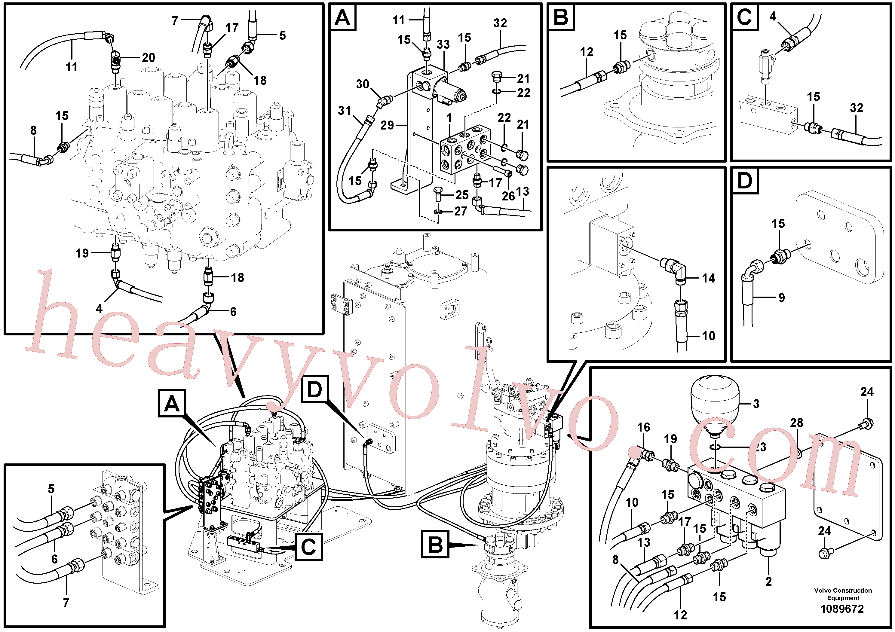 VOE14633370 for Volvo Servo system, control valve to solenoid valve(1089672 assembly)