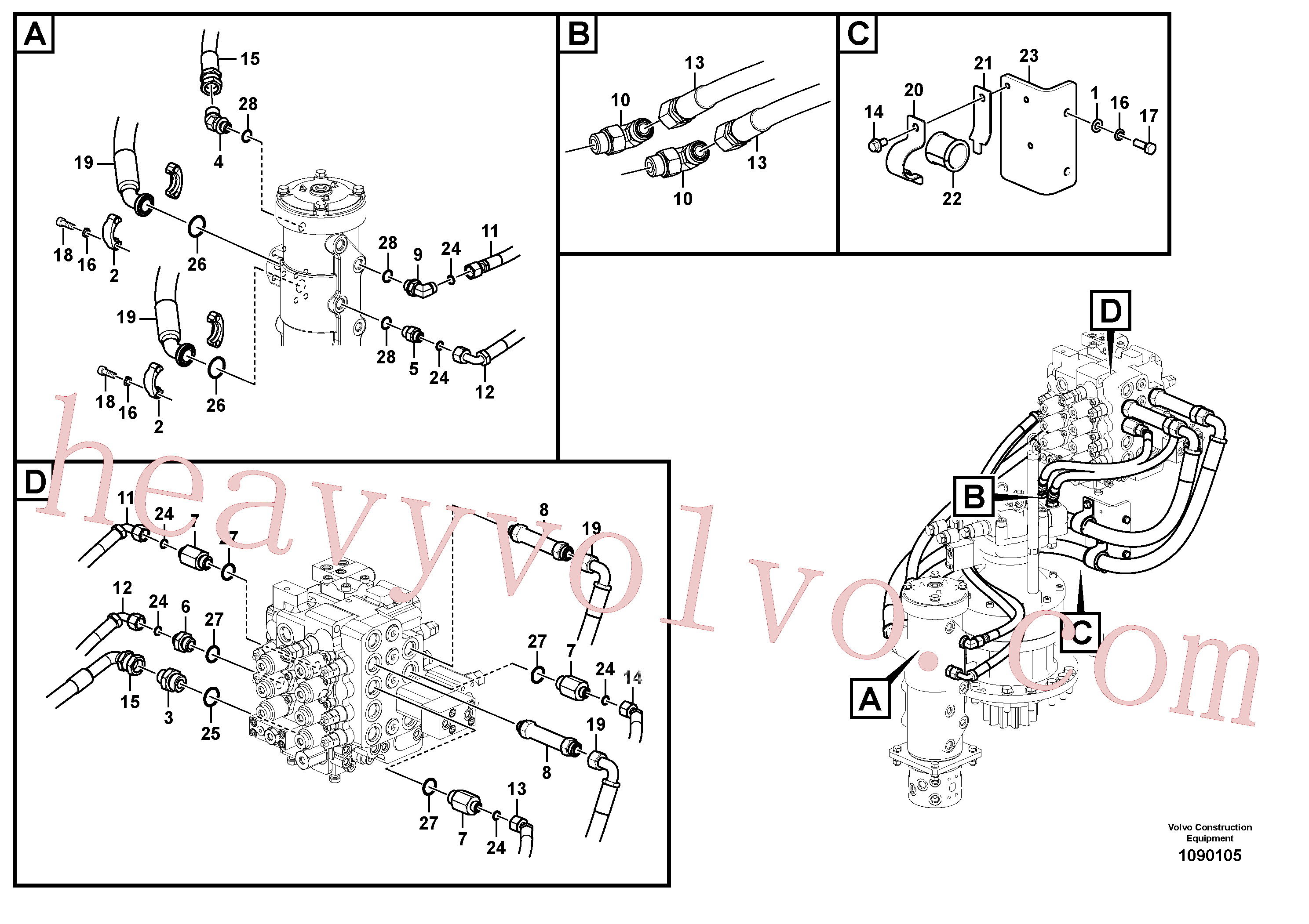 SA9402-04613 for Volvo Turning joint line, control valve to turning joint(1090105 assembly)