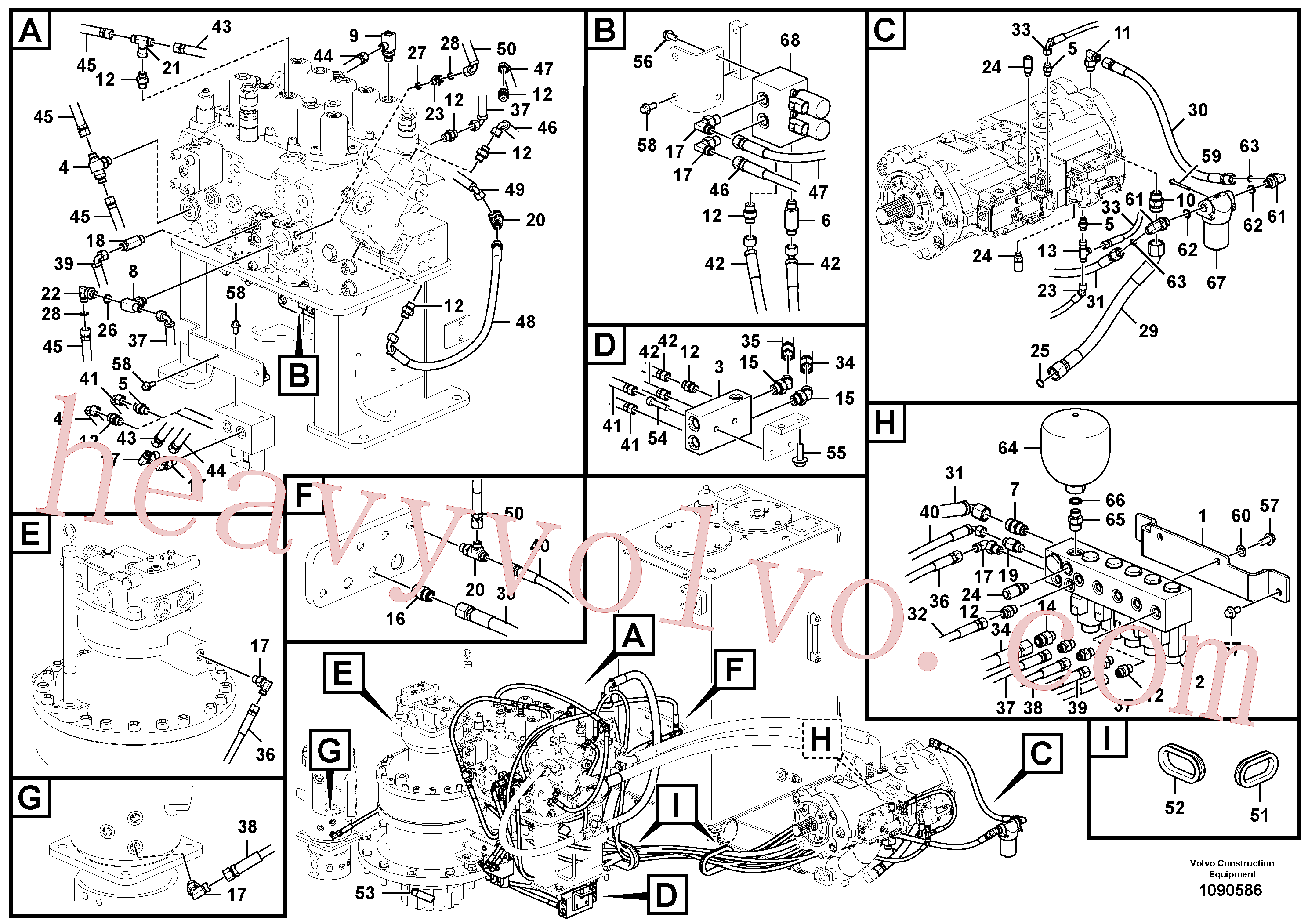 VOE937197 for Volvo Servo system, control valve to solenoid valve(1090586 assembly)