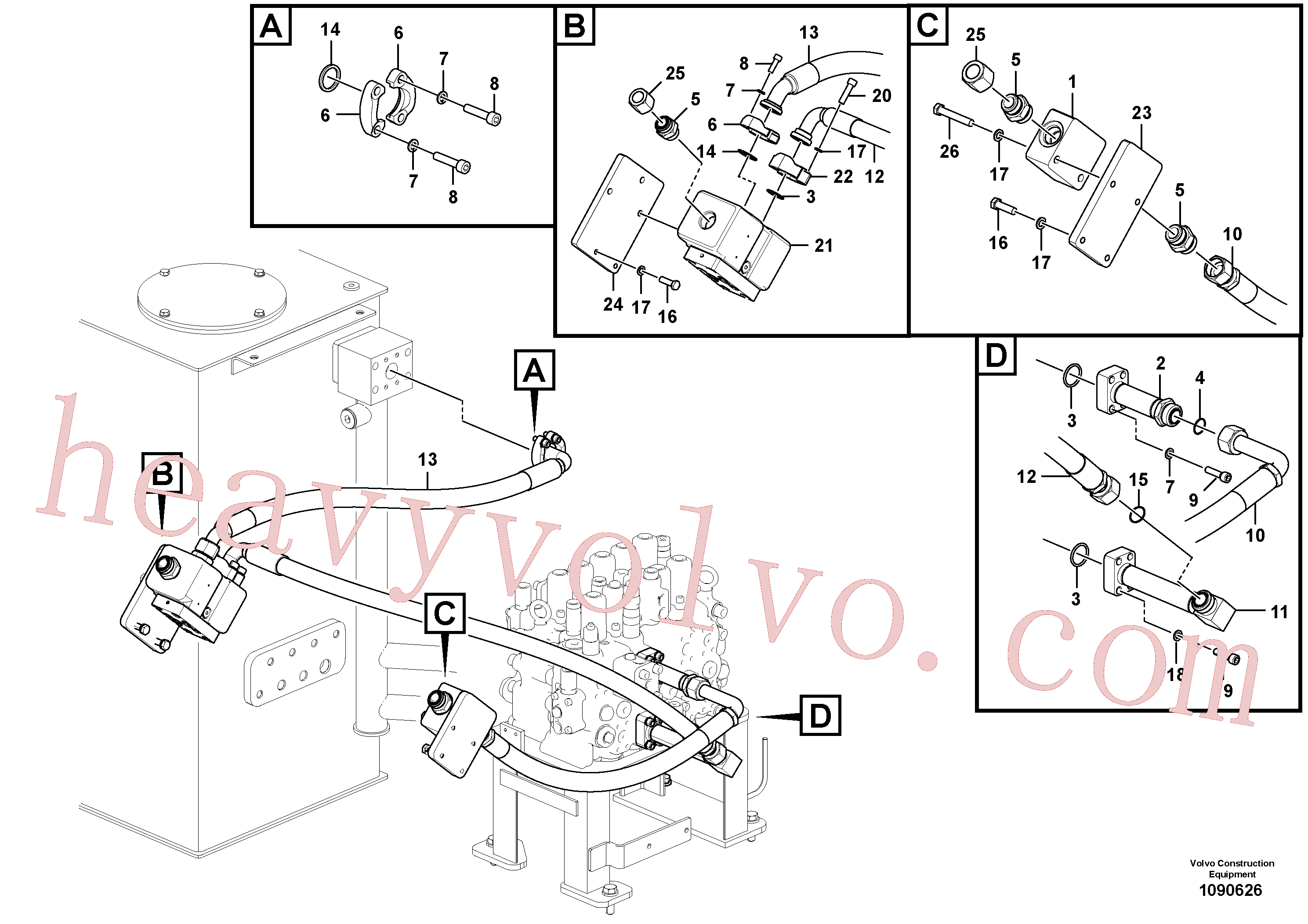 VOE14659246 for Volvo Working hydraulic, hammer and shear for upper(1090626 assembly)