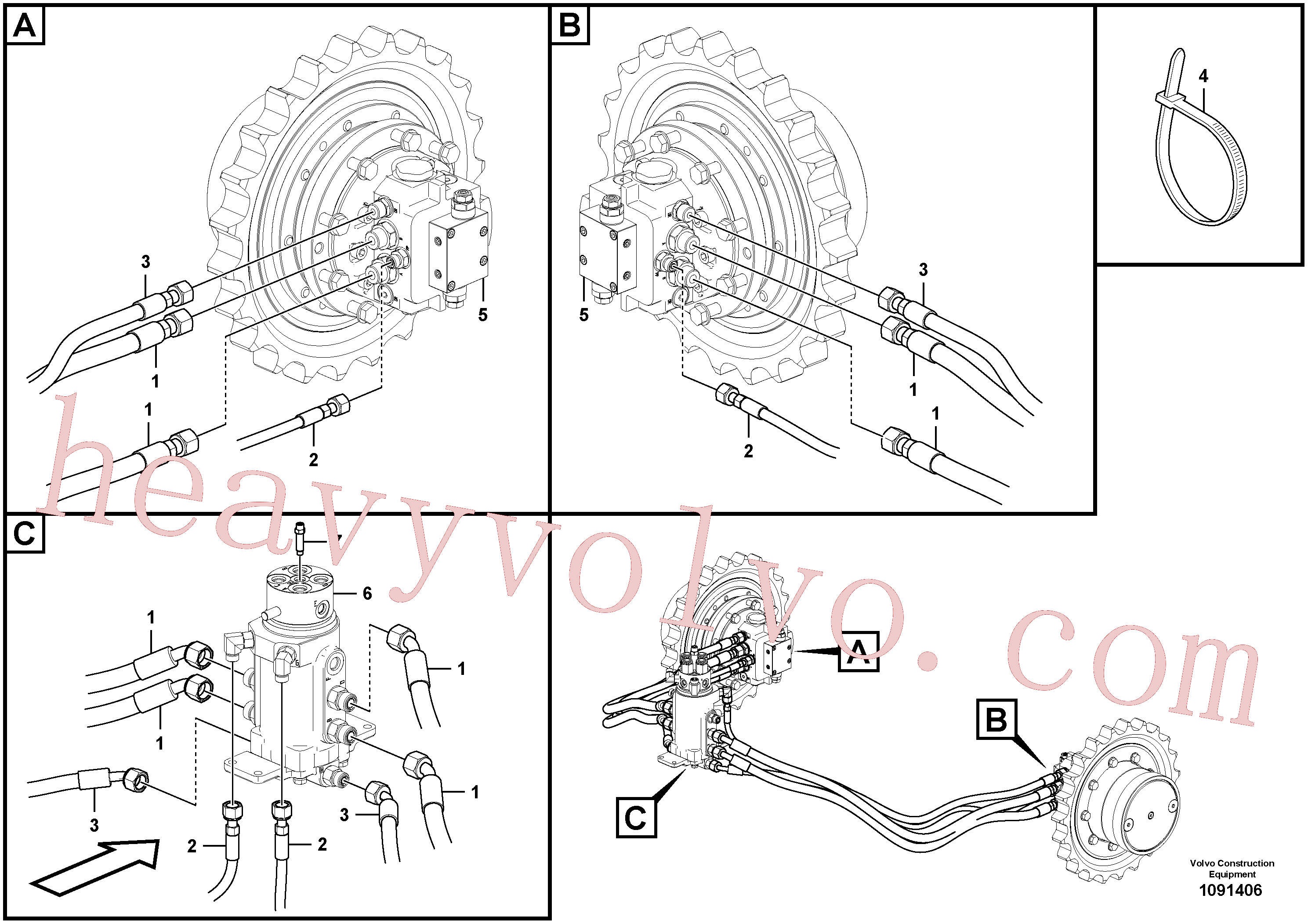 VOE11808258 for Volvo Hydraulic circuit ( lower frame )(1091406 assembly)