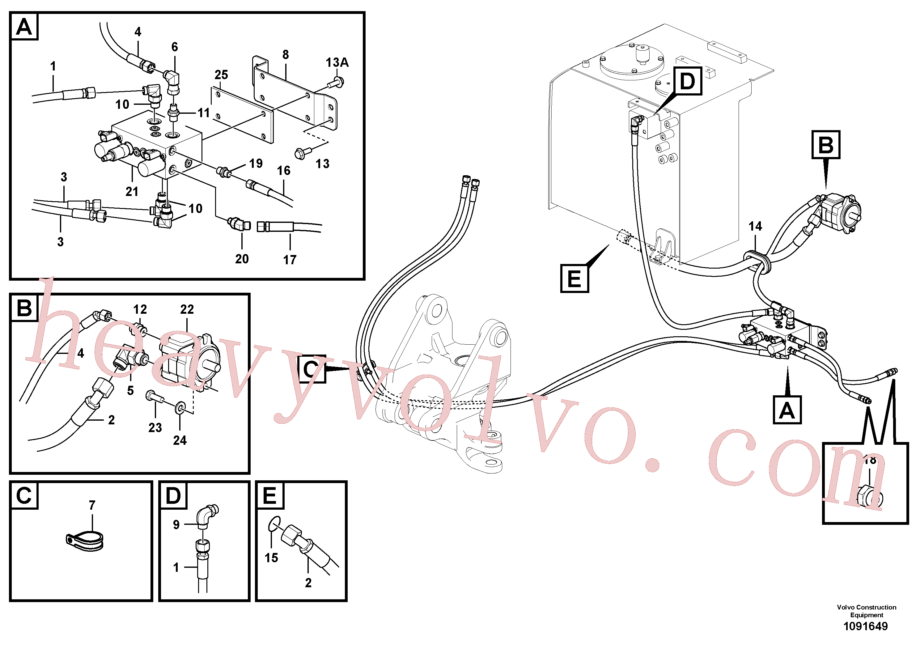 VOE14680565 for Volvo Working hydraulic, slope and rotator on upper frame(1091649 assembly)