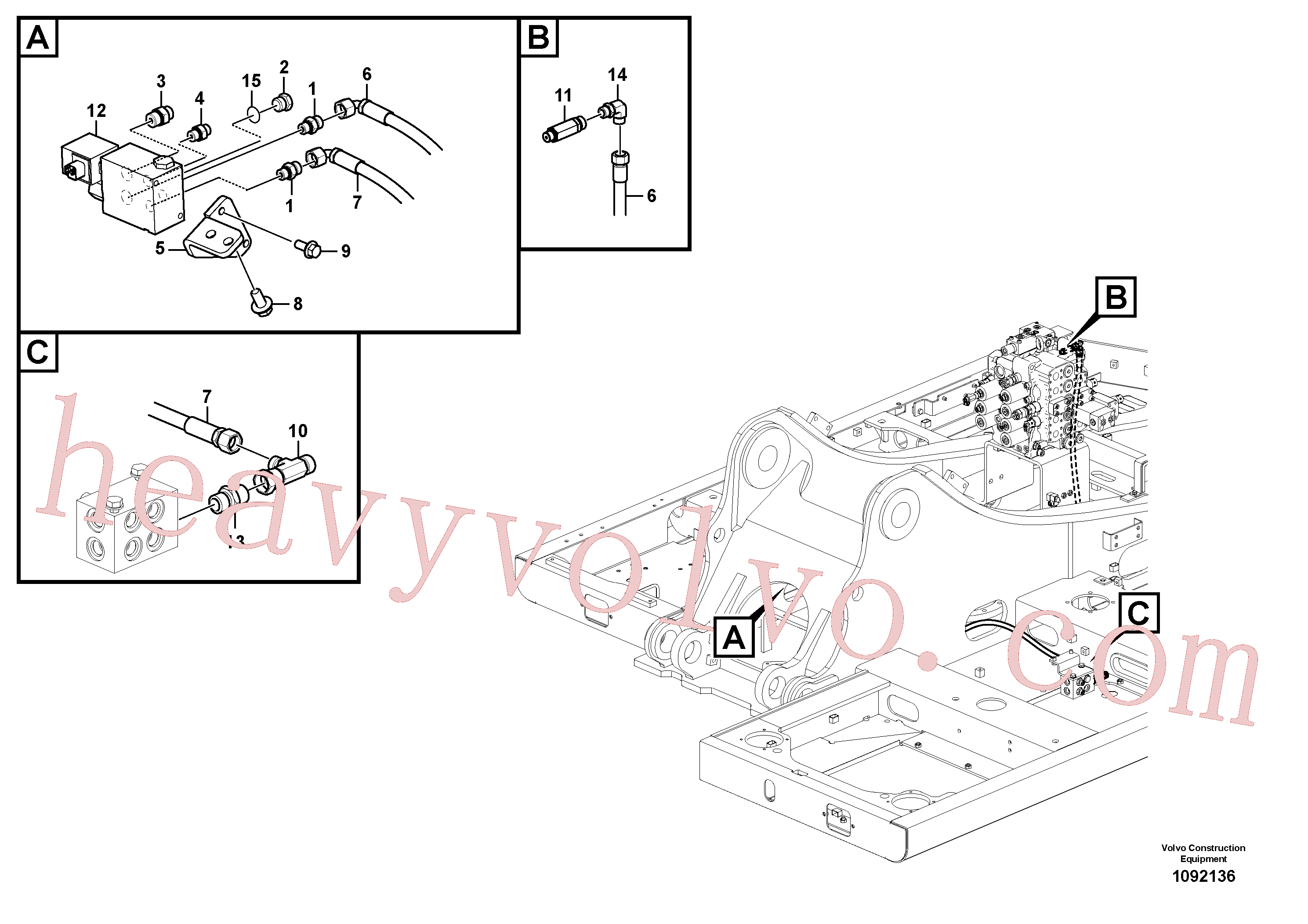 VOE938147 for Volvo Working hydraulic, quick fit on upper frame(1092136 assembly)