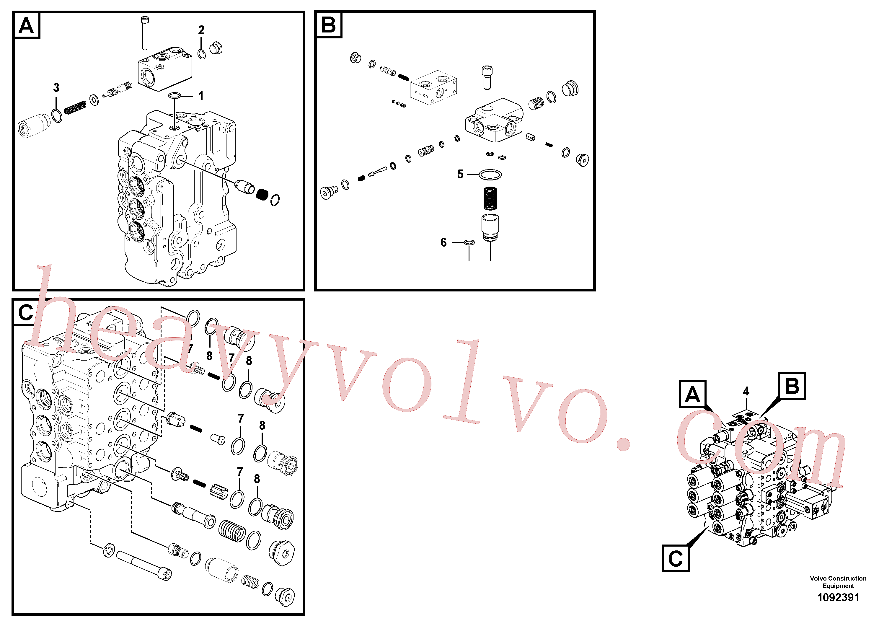 VOE14718298 for Volvo Main control valve(1092391 assembly)