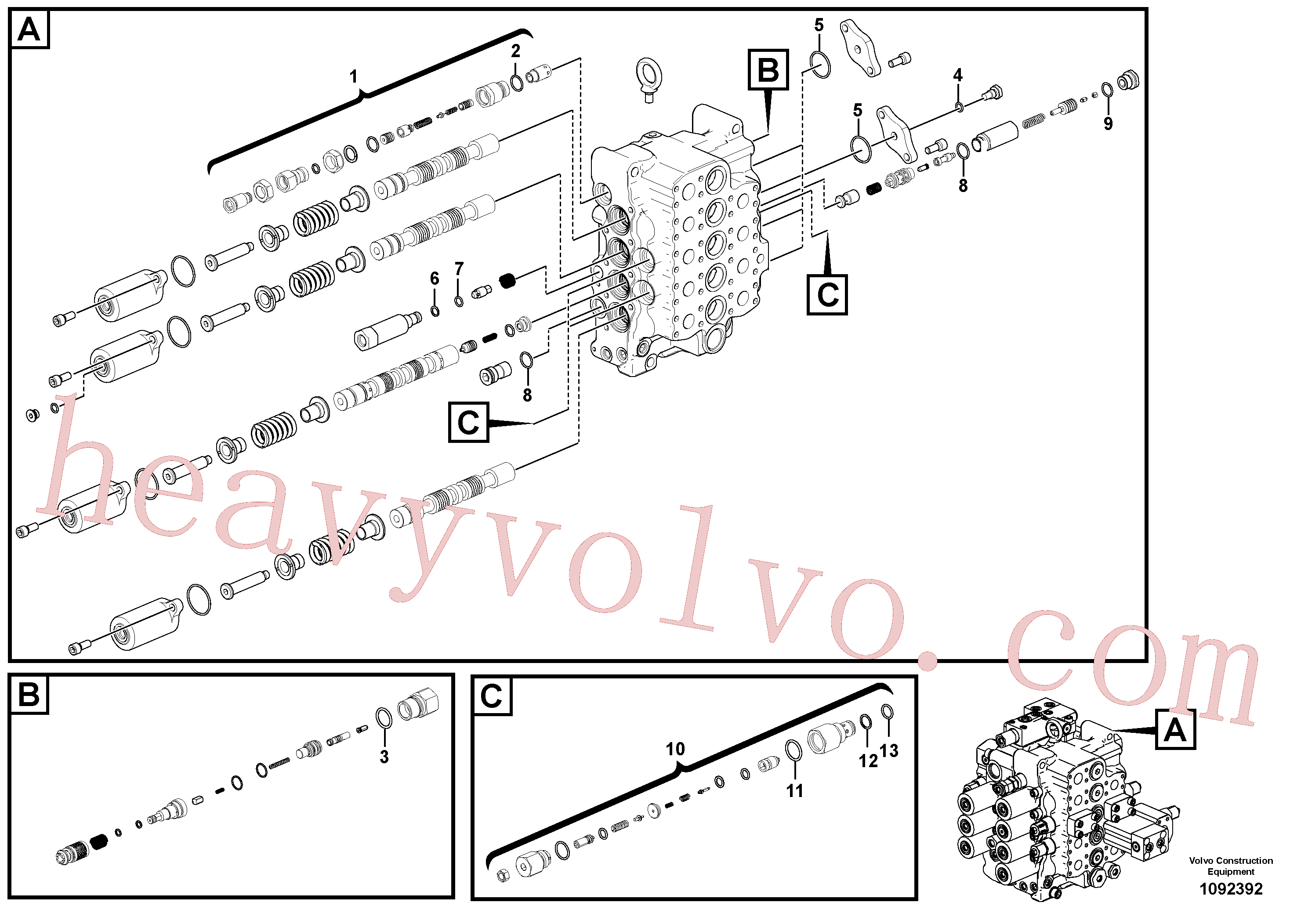 VOE14625250 for Volvo Main control valve(1092392 assembly)