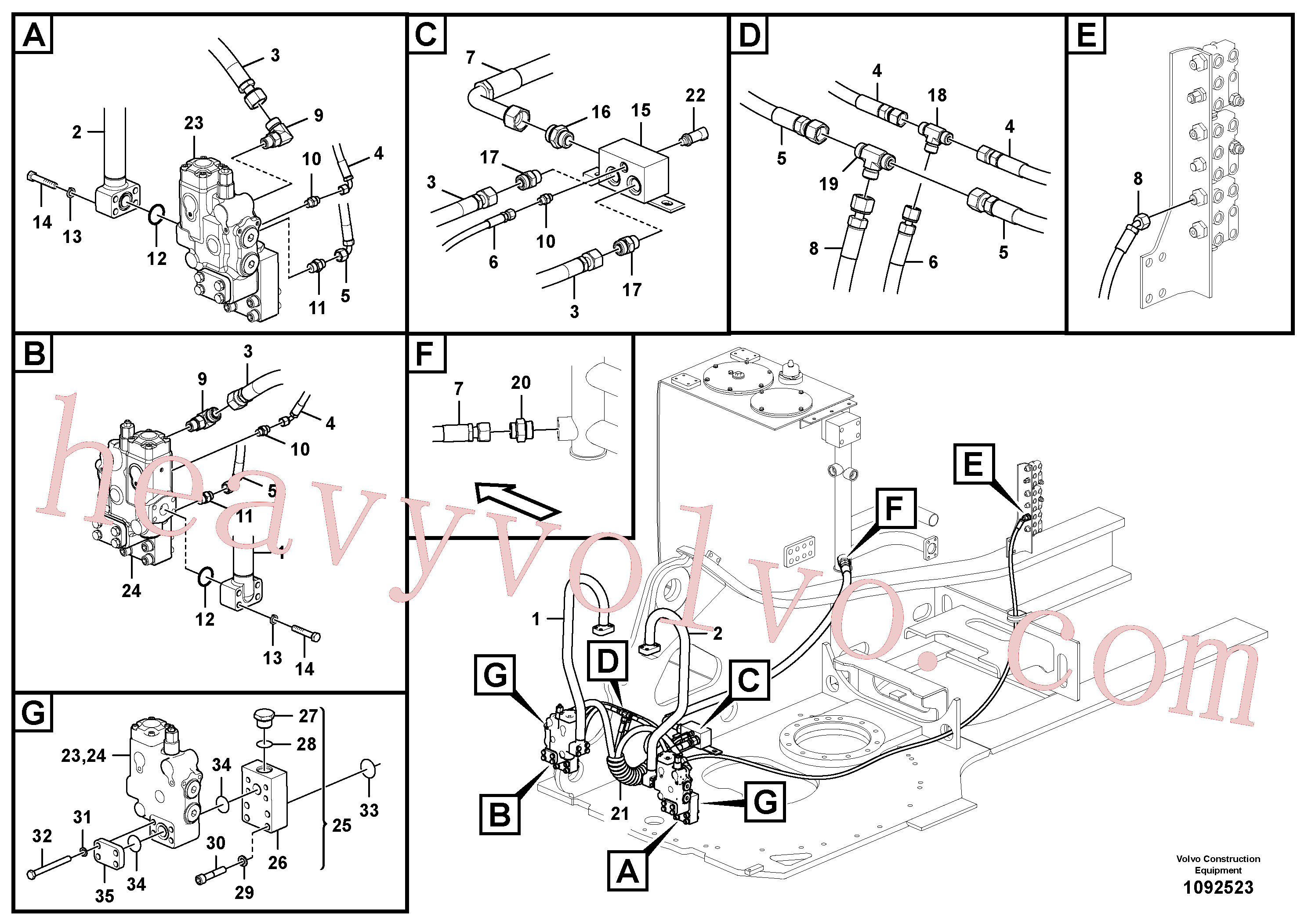 VOE937565 for Volvo Working hydraulic, boom cylinder(1092523 assembly)