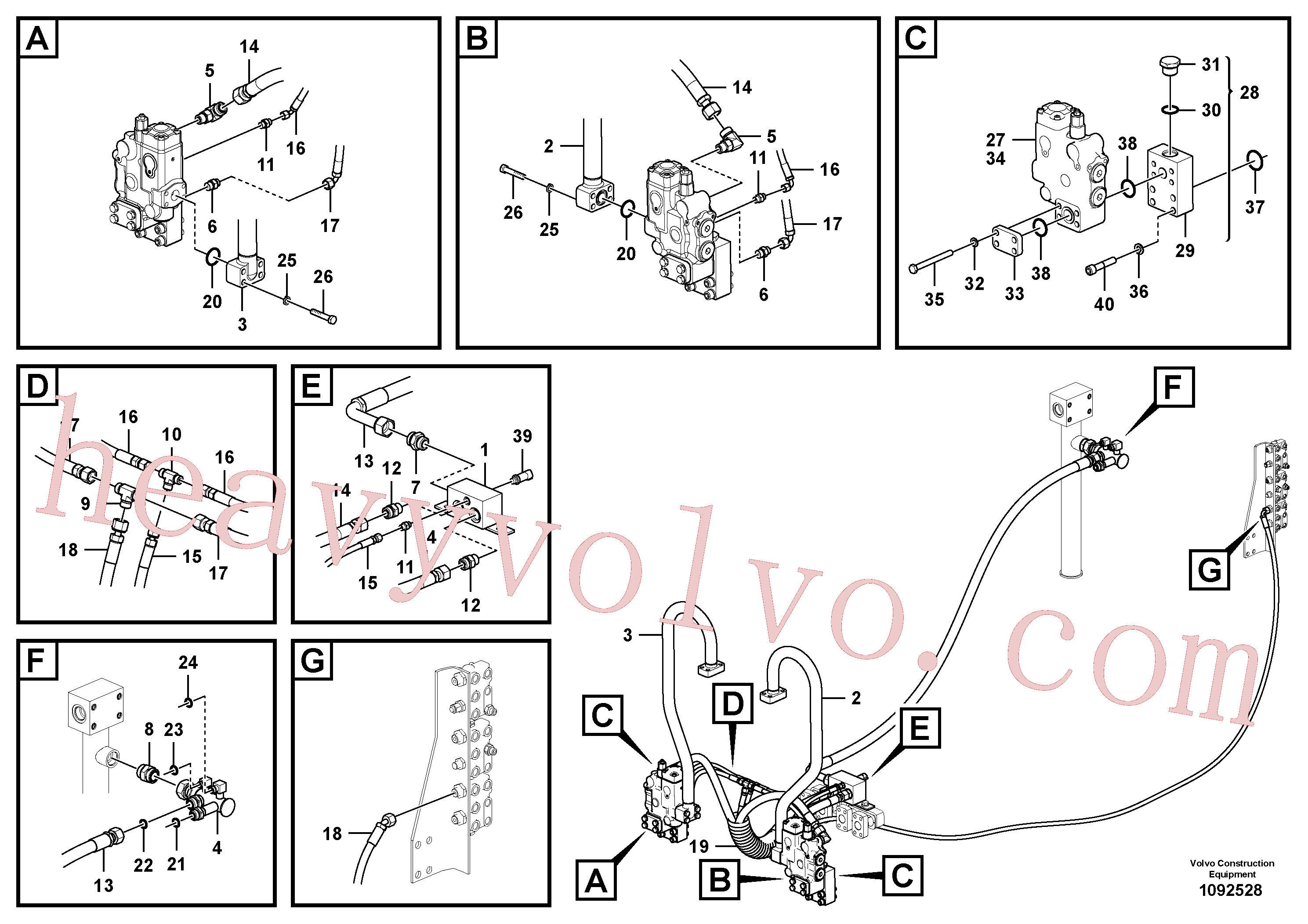 VOE937415 for Volvo Working hydraulic, boom cylinder(1092528 assembly)