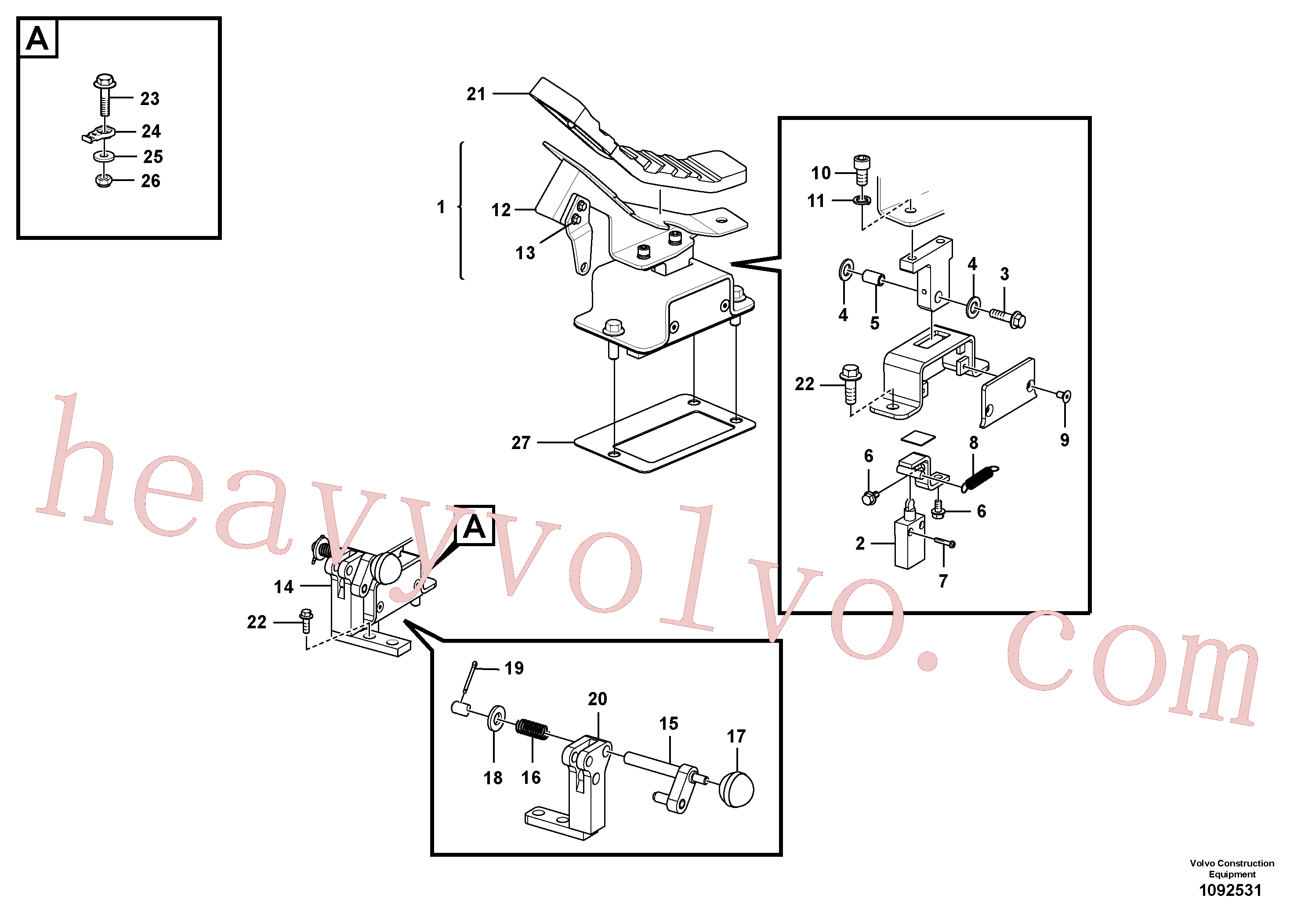 VOE60113735 for Volvo Working hydraulic, remote control valve pedal for hammer and shear(1092531 assembly)