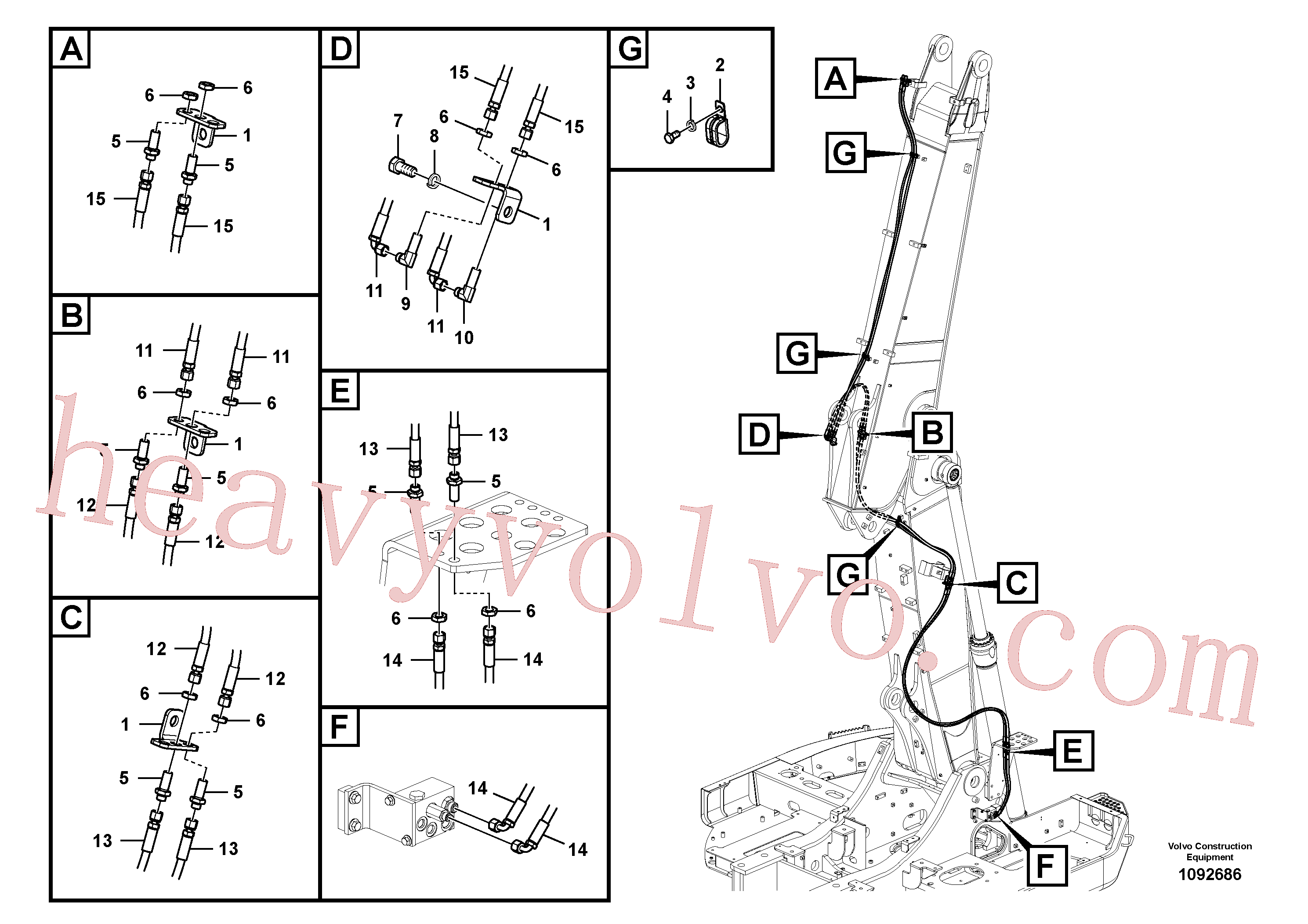 VOE936205 for Volvo Working hydraulic, quick fit on adjustable boom(1092686 assembly)