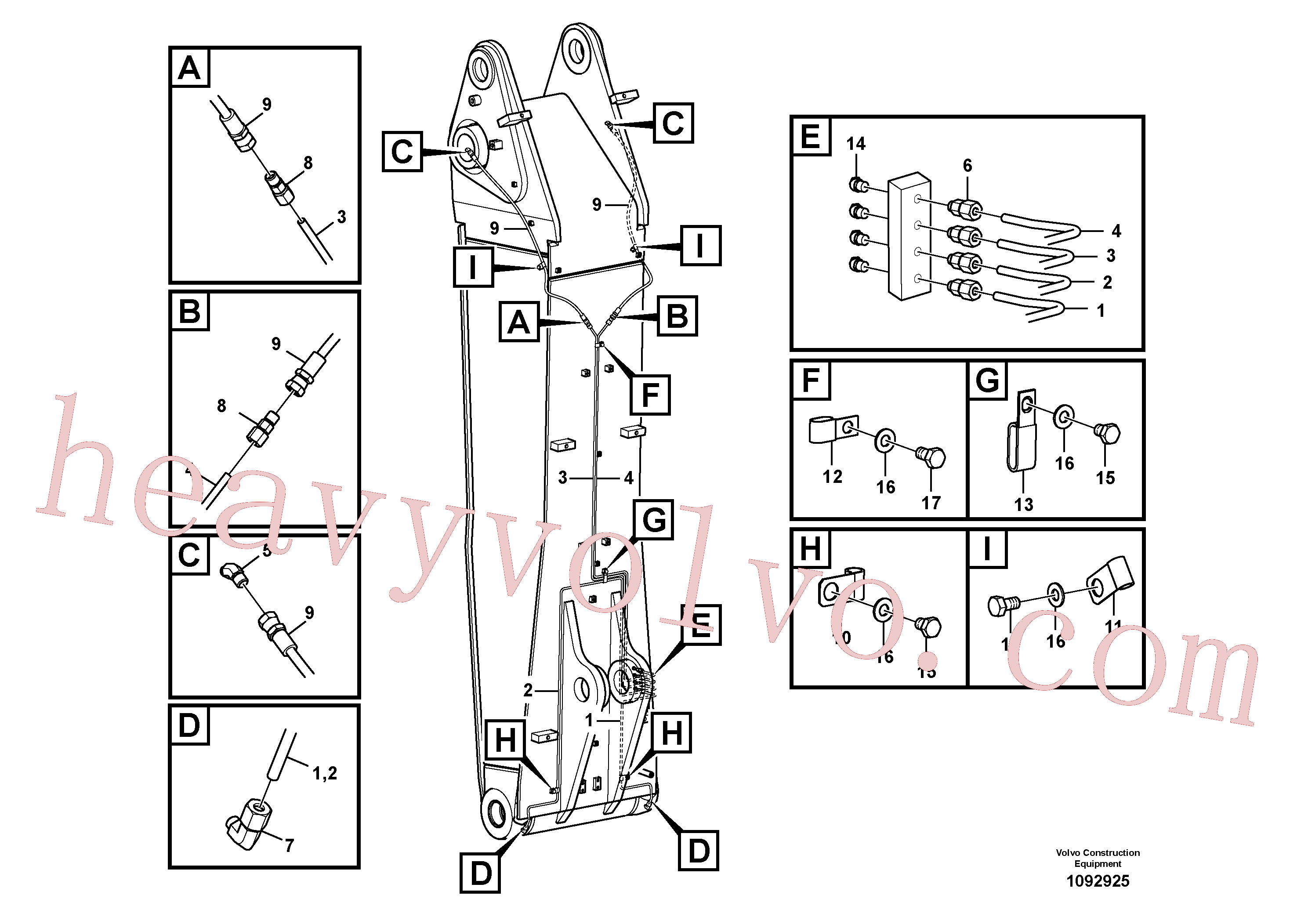 VOE14567336 for Volvo Boom and grease piping, adjustable 1st(1092925 assembly)