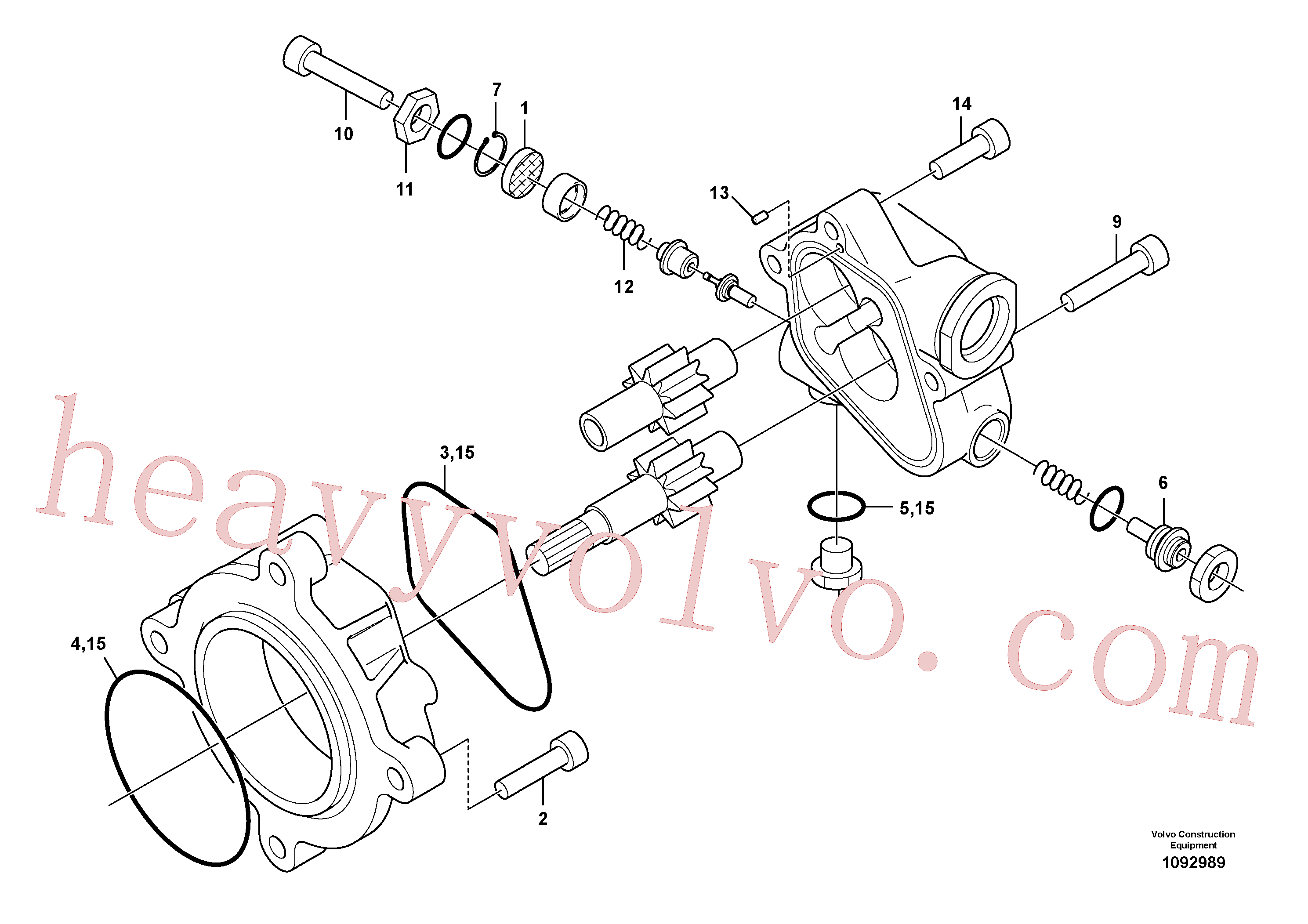 VOE14550217 for Volvo Hydraulic gear pump, Pump installation(1092989 assembly)