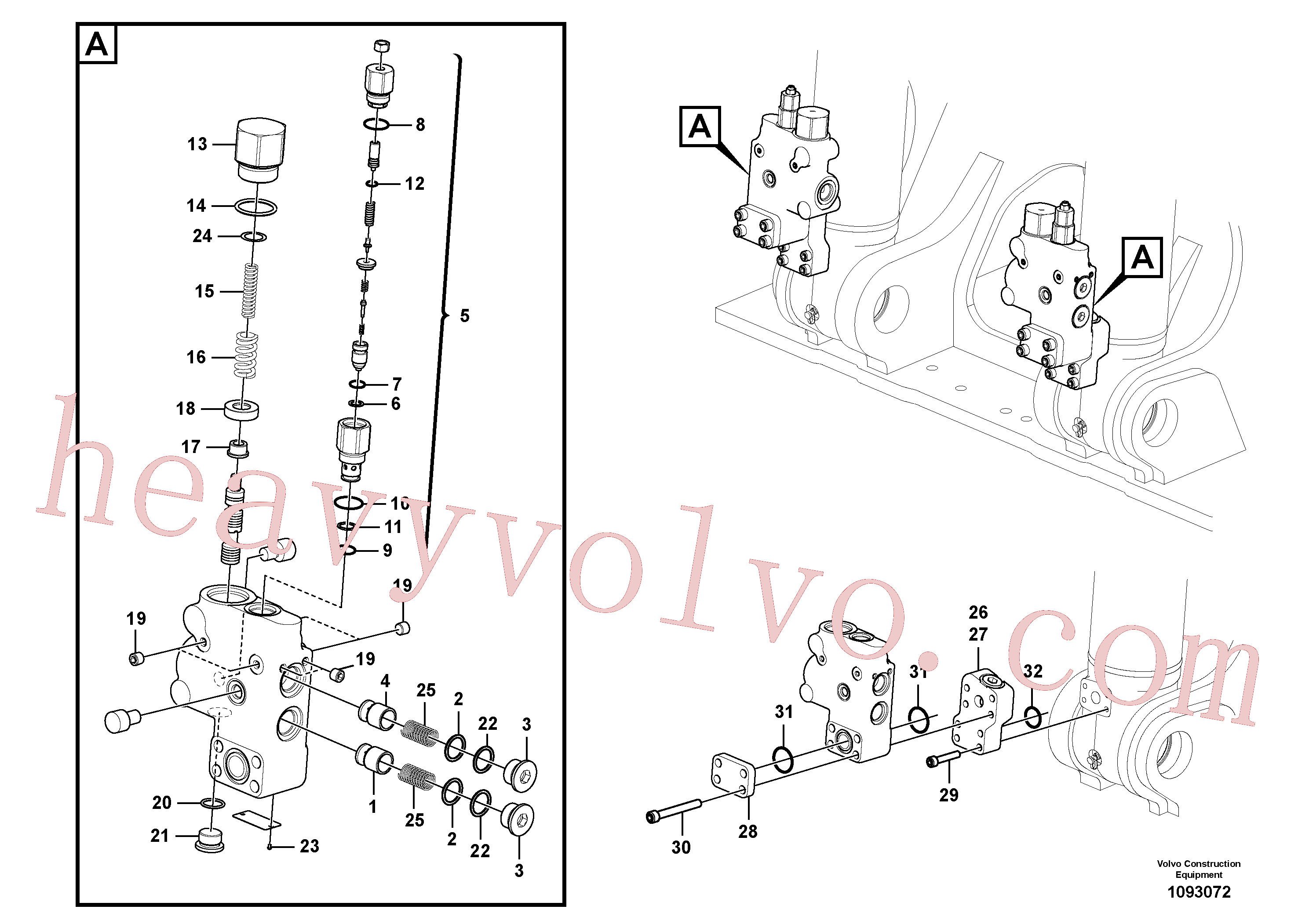 SA7273-11370 for Volvo Working hydraulic, boom rupture valve mount(1093072 assembly)