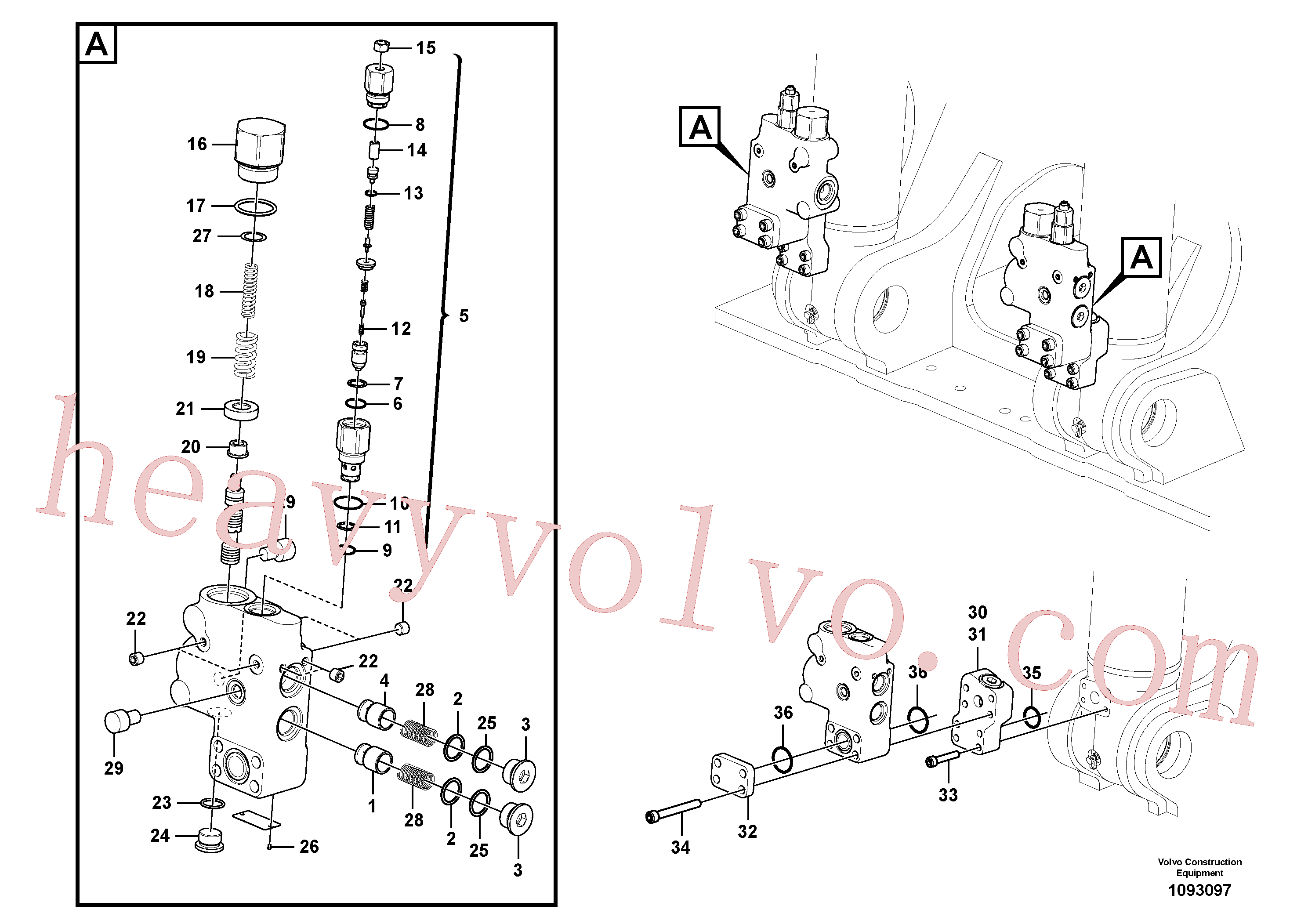 SA1174-50290 for Volvo Working hydraulic, boom rupture valve mount(1093097 assembly)