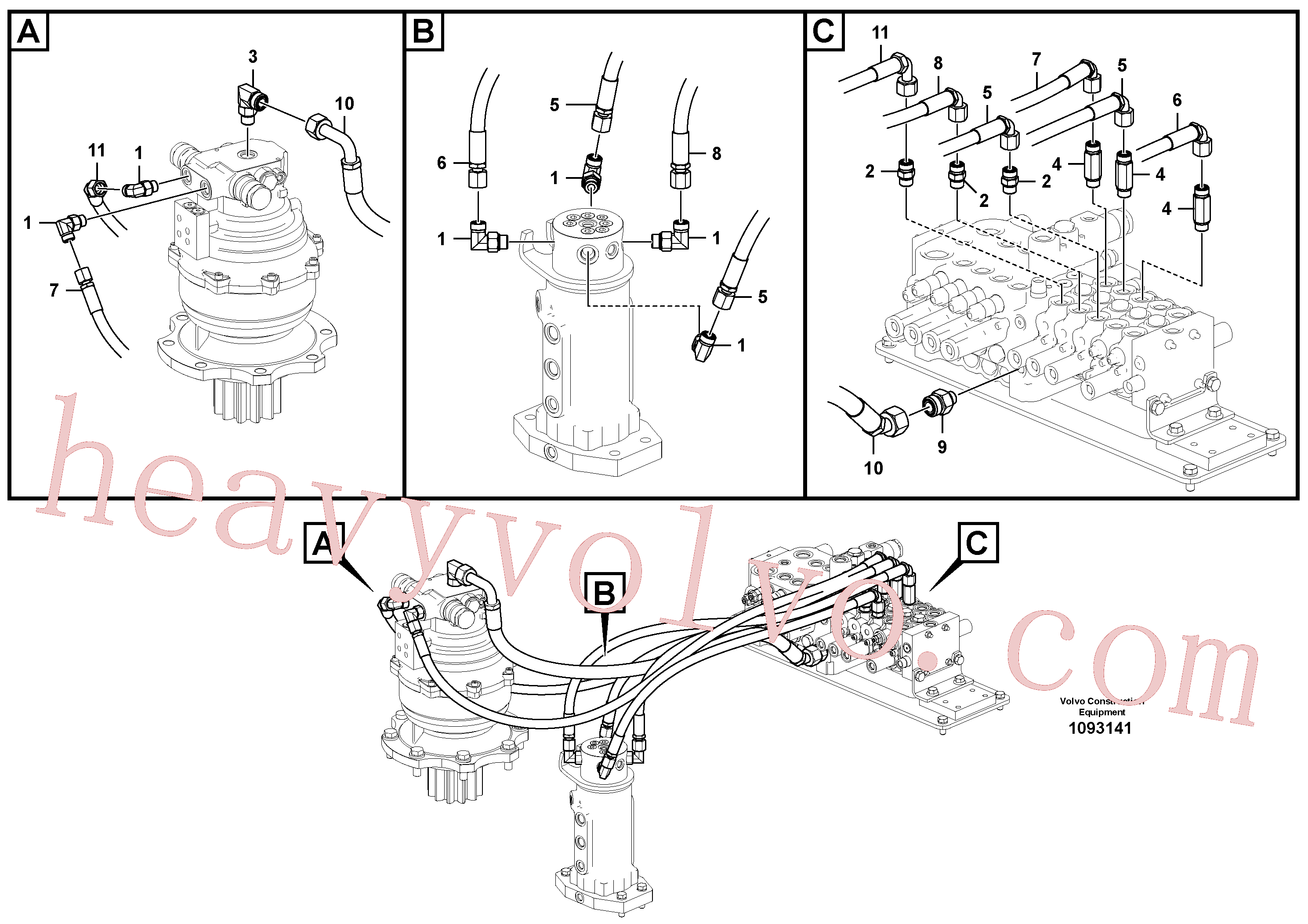 SA9403-04627 for Volvo Turning joint line, control valve to turning joint(1093141 assembly)