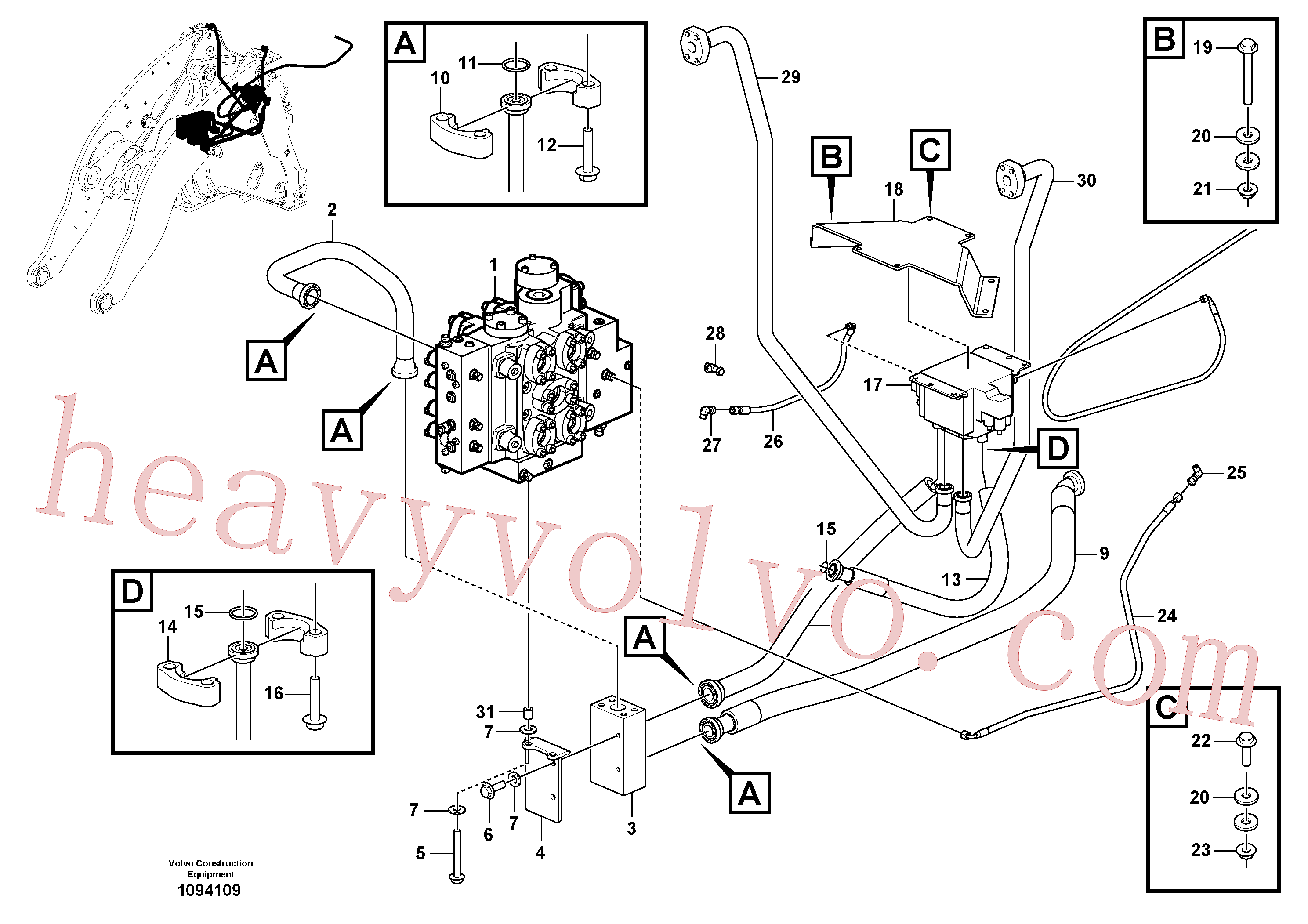 VOE60113115 for Volvo Extra hydraulic equipment 3rd hydraulic control.(1094109 assembly)