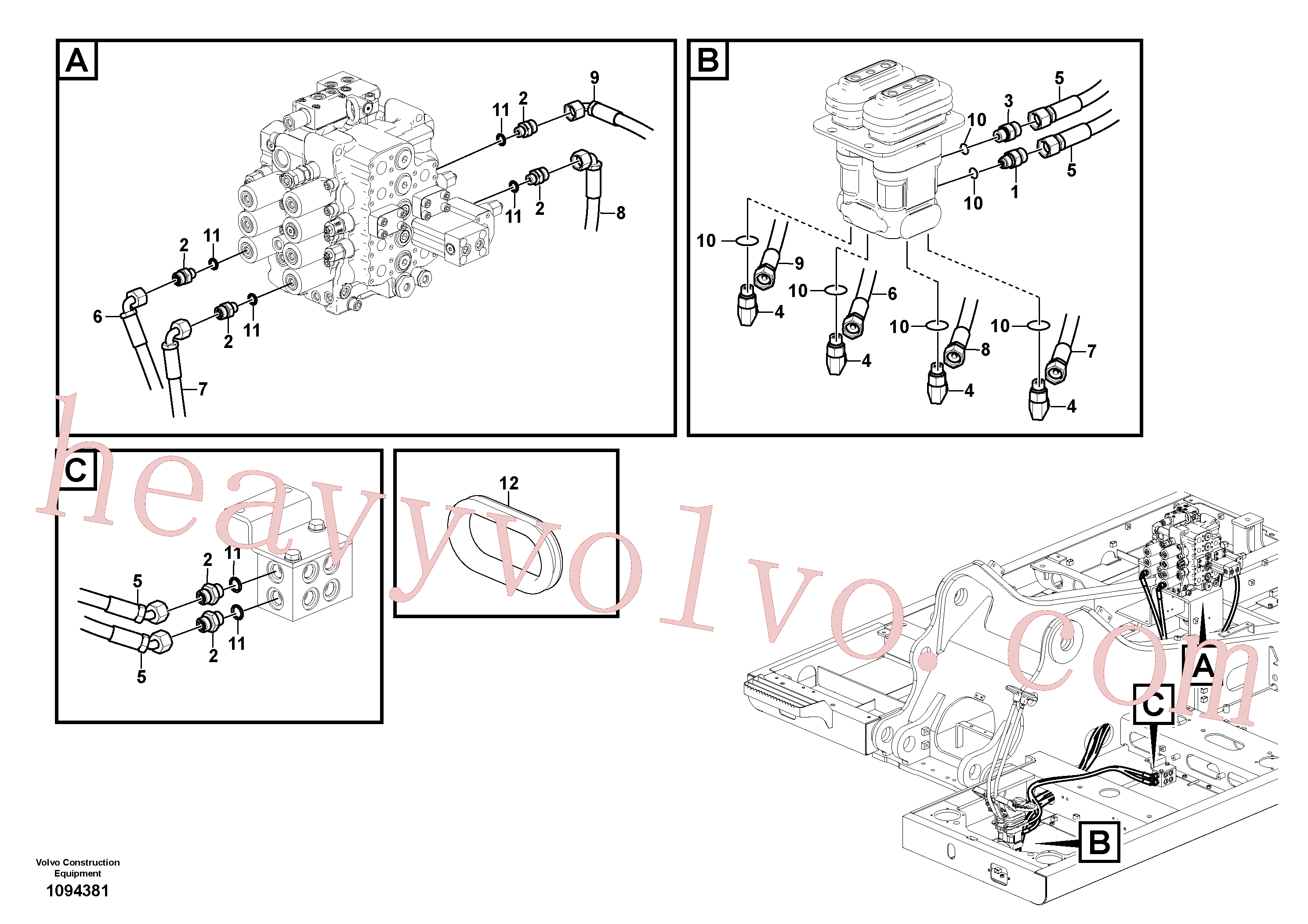 VOE14884808 for Volvo Servo system, control valve to solenoid valve(1094381 assembly)