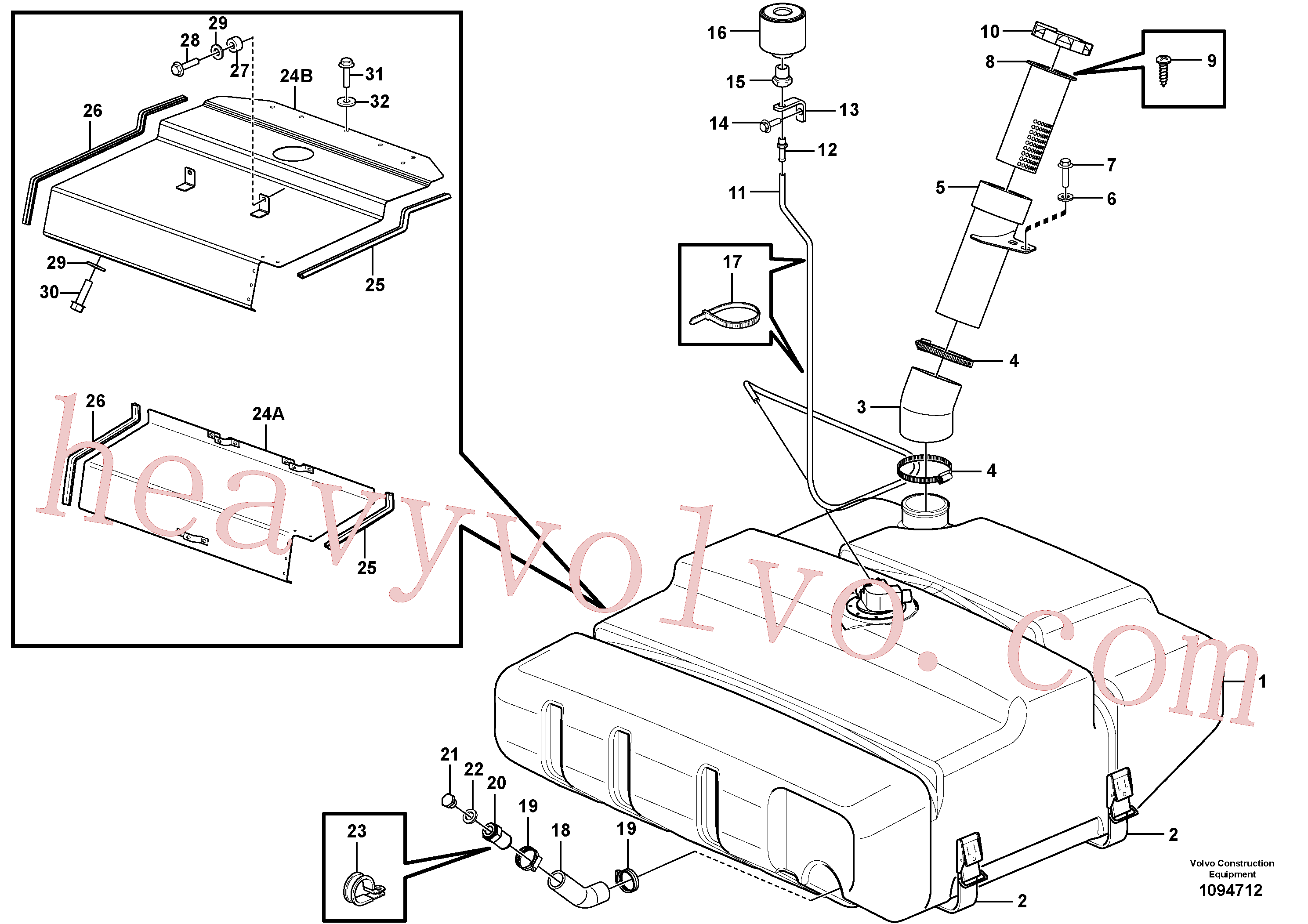 VOE8152009 for Volvo Fuel tank with fitting parts(1094712 assembly)