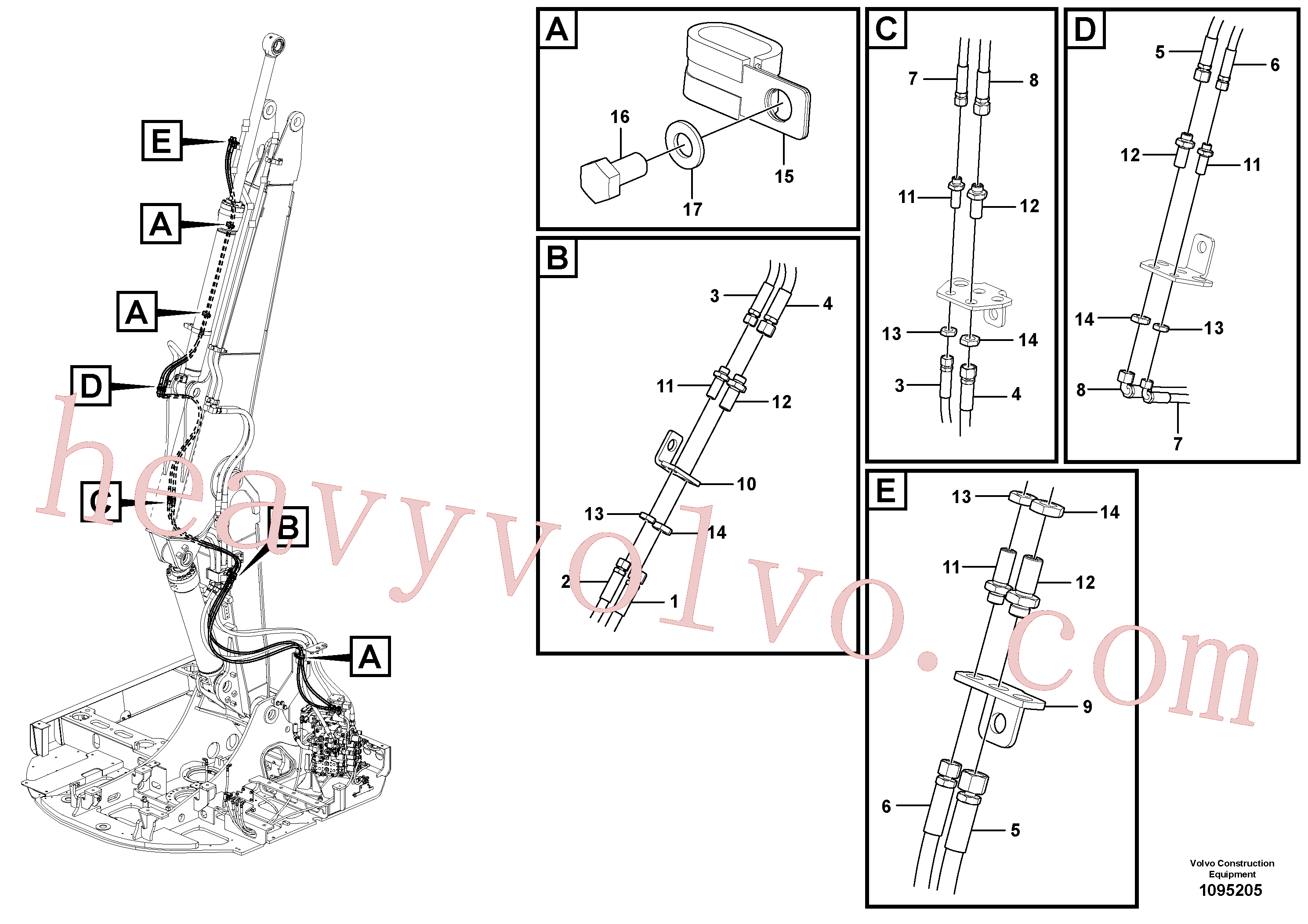 VOE14701653 for Volvo Working hydraulic, quick fit on adjustable boom(1095205 assembly)