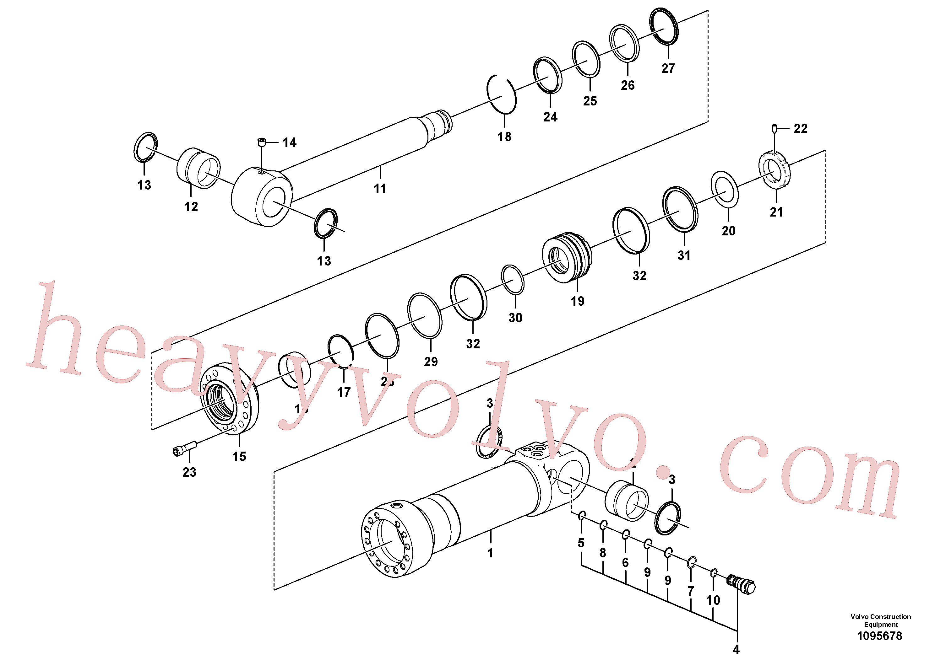 VOE14589120 for Volvo Stabiliser cylinder(1095678 assembly)