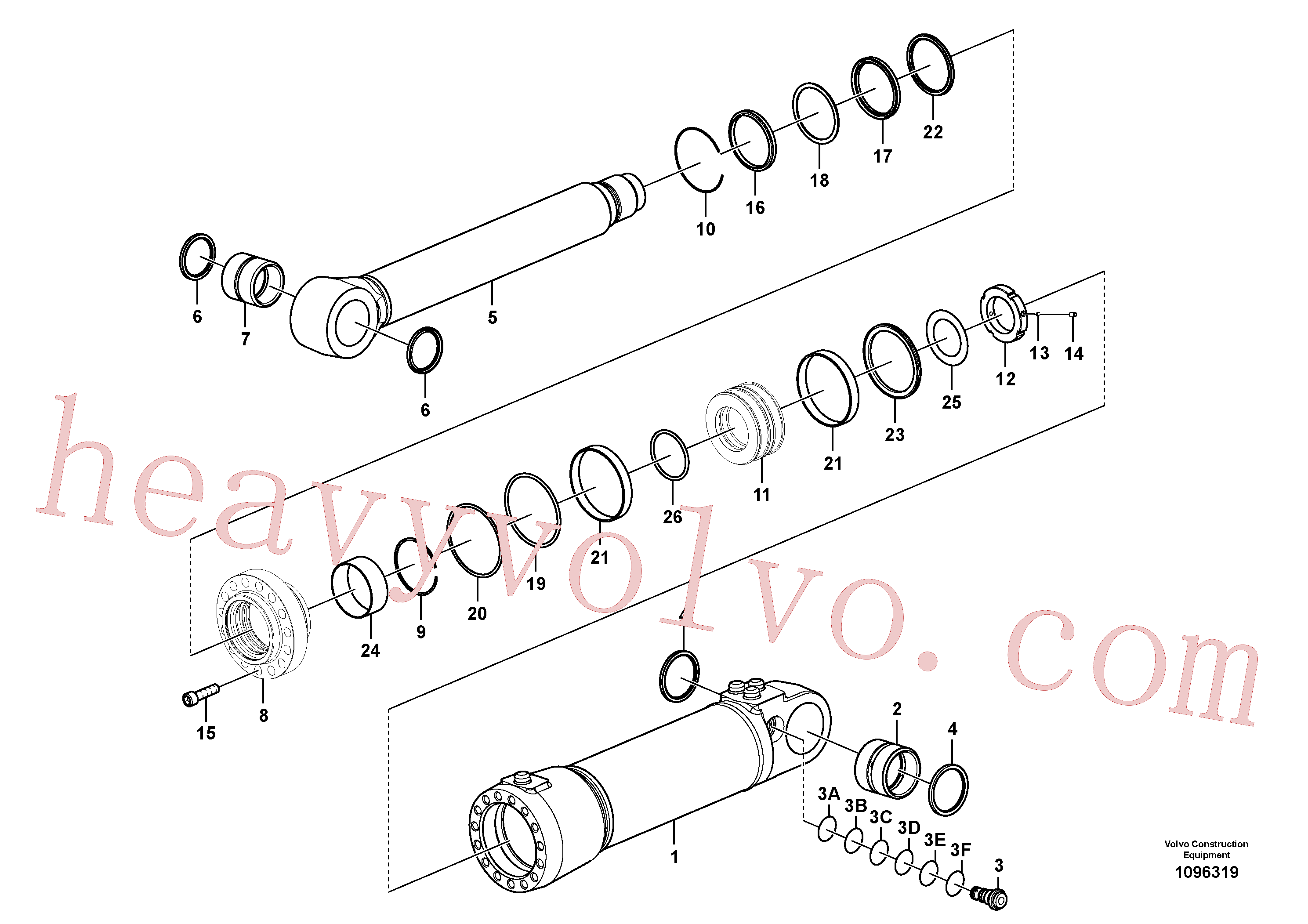 VOE14884915 for Volvo Stabiliser cylinder(1096319 assembly)