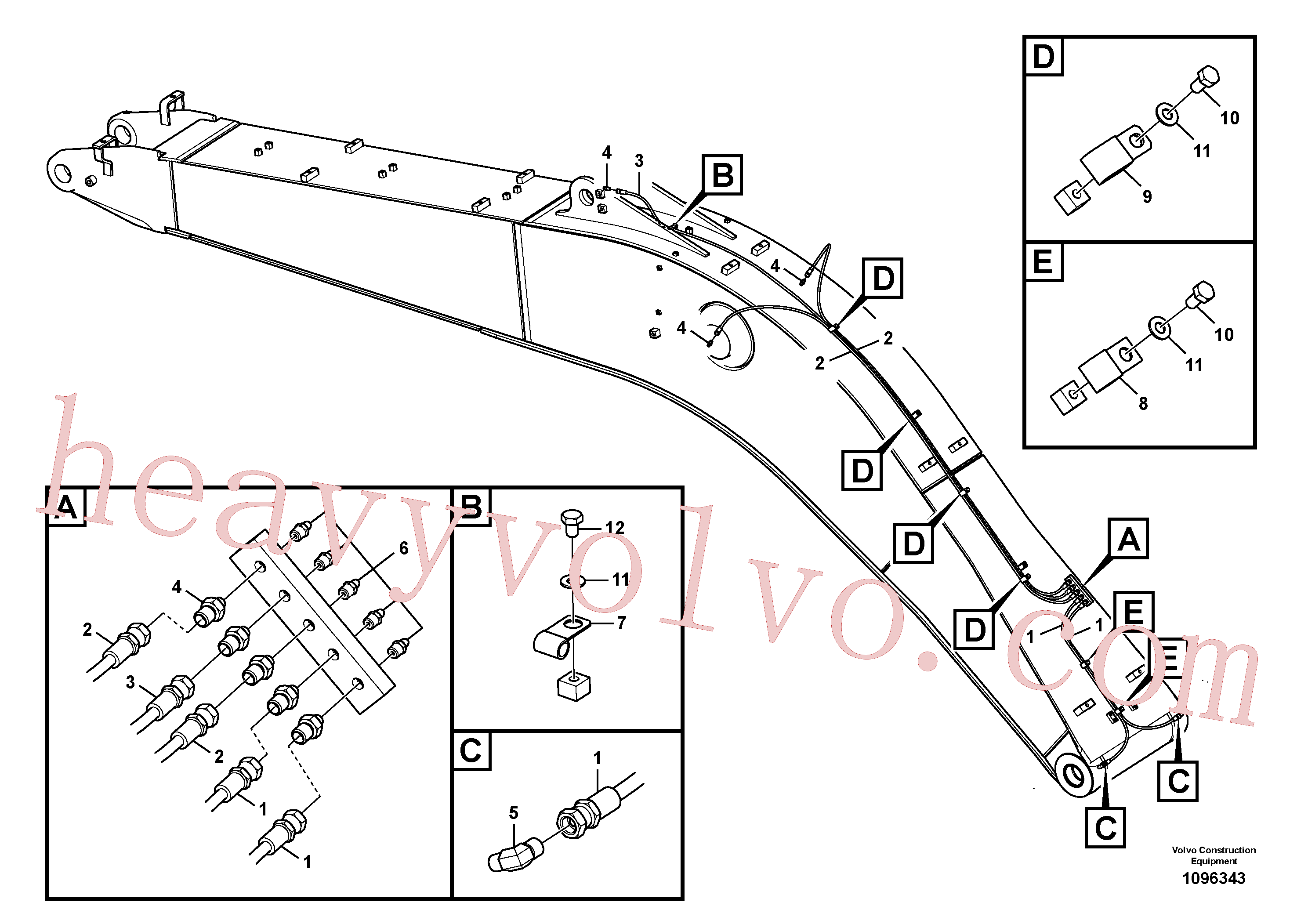 VOE14883786 for Volvo Boom and grease piping(1096343 assembly)