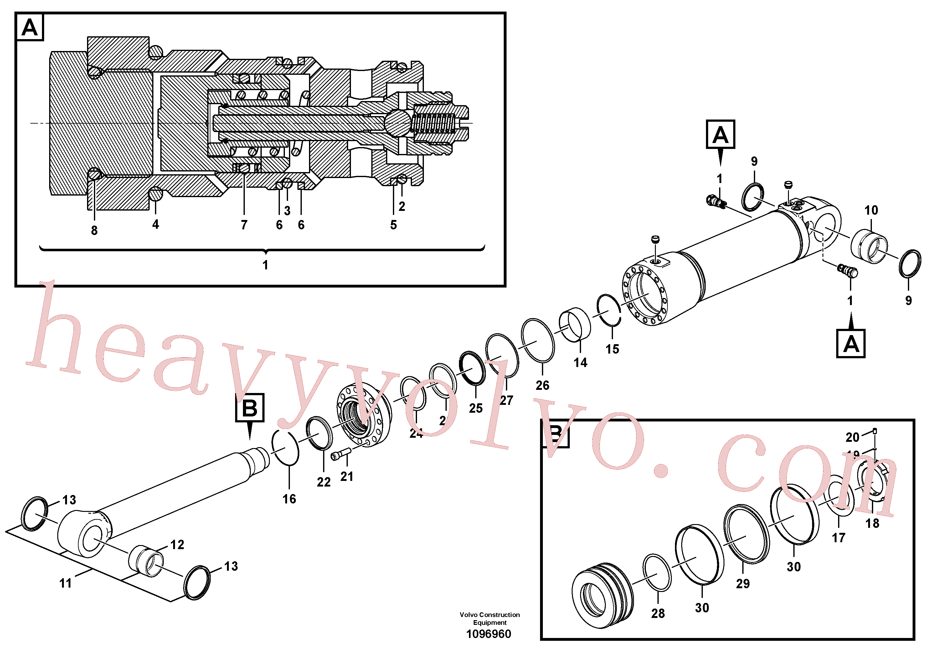 VOE14884915 for Volvo Outrigger cylinder(1096960 assembly)