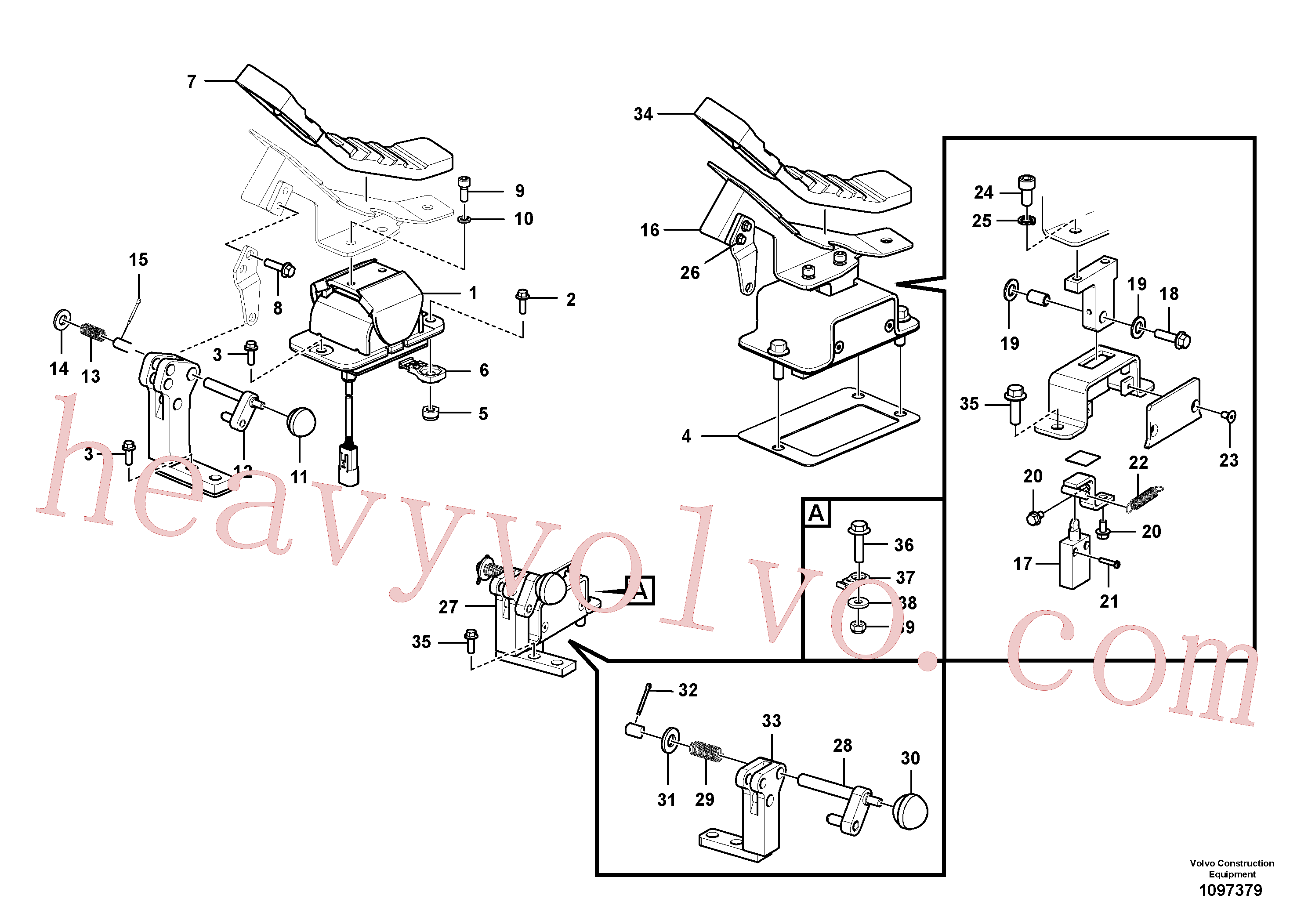 VOE60113735 for Volvo Working hydraulic, remote control valve pedal for hammer and shear(1097379 assembly)