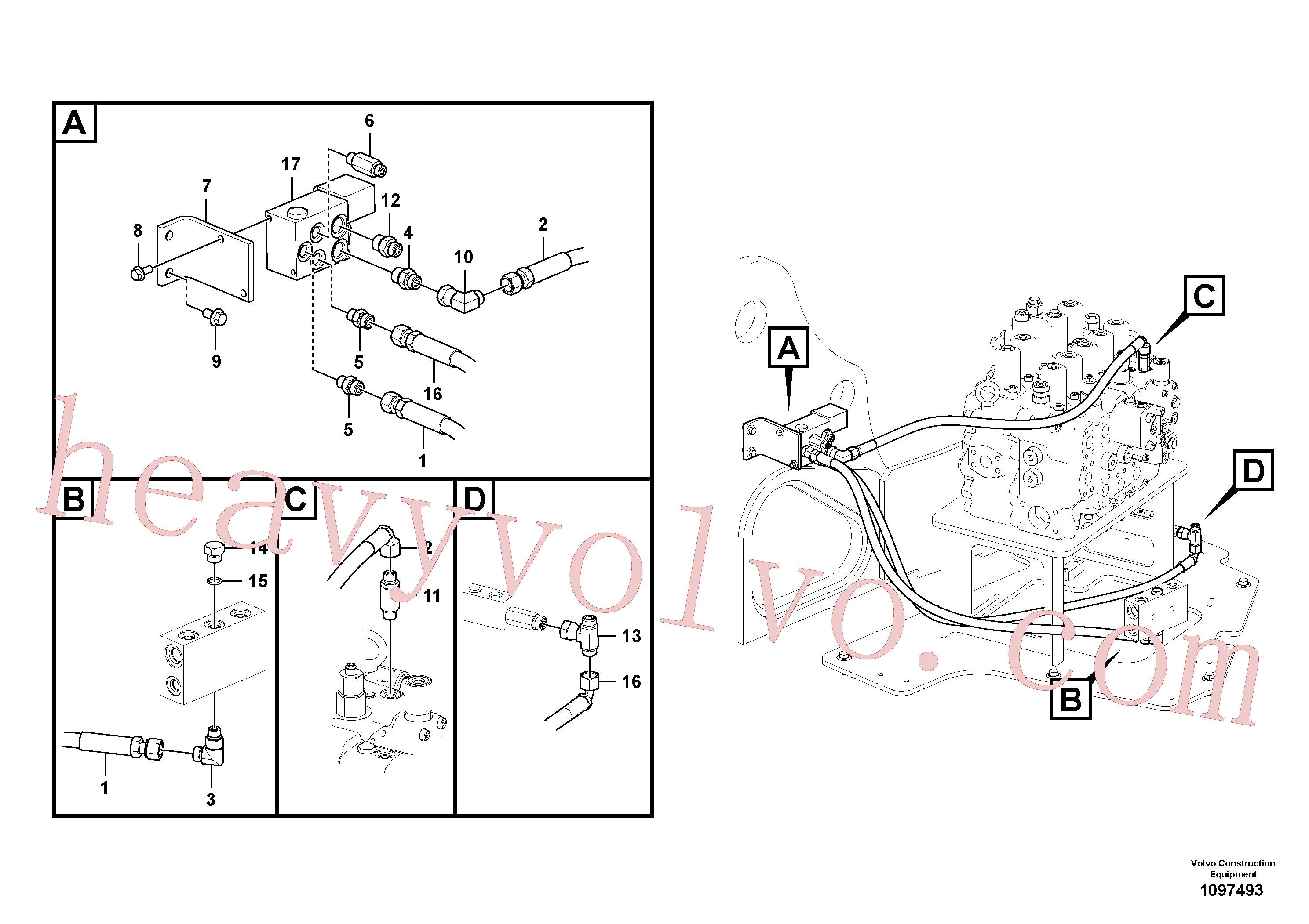 VOE936474 for Volvo Working hydraulic, quick fit on upper frame(1097493 assembly)