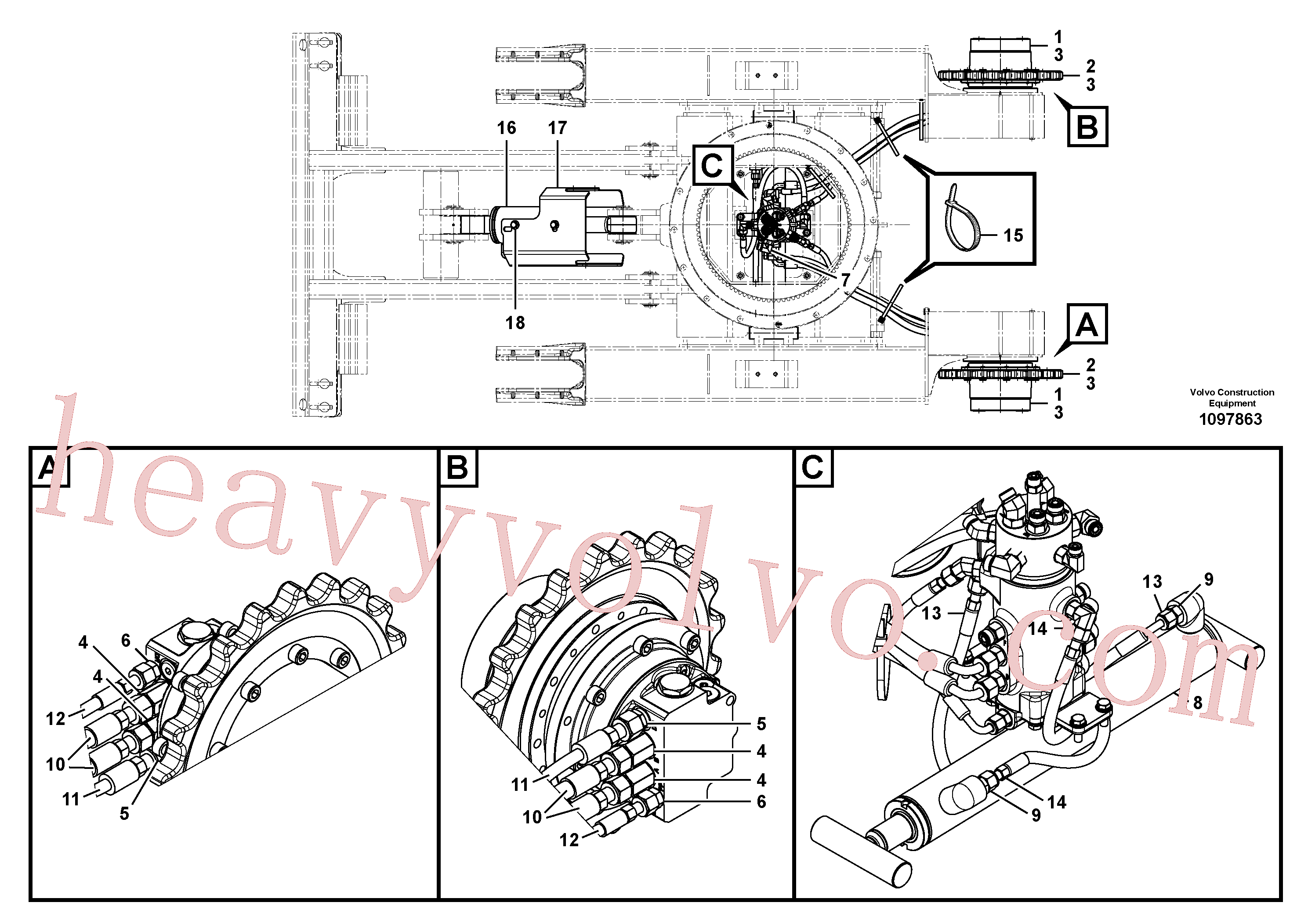 VOE11806465 for Volvo Working hydraulics lower frame(1097863 assembly)