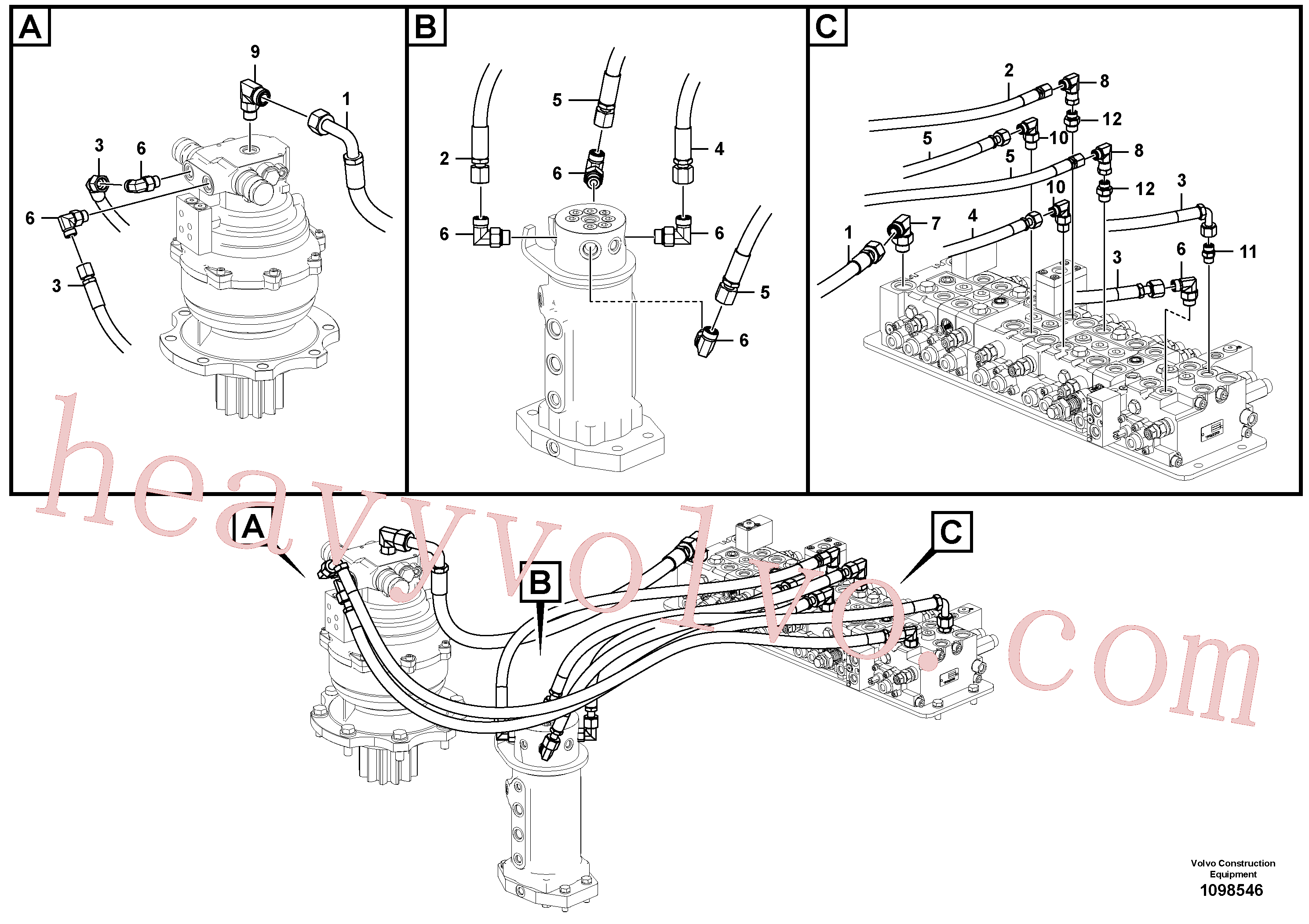 VOE15000783 for Volvo Turning joint line, control valve to turning joint(1098546 assembly)