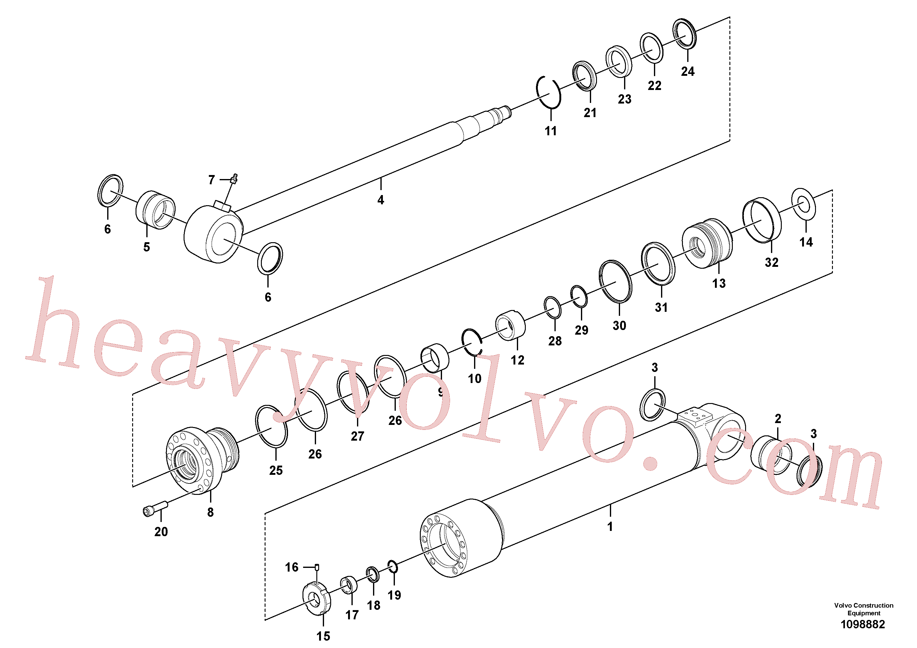 VOE14525448 for Volvo Boom swing cylinder(1098882 assembly)