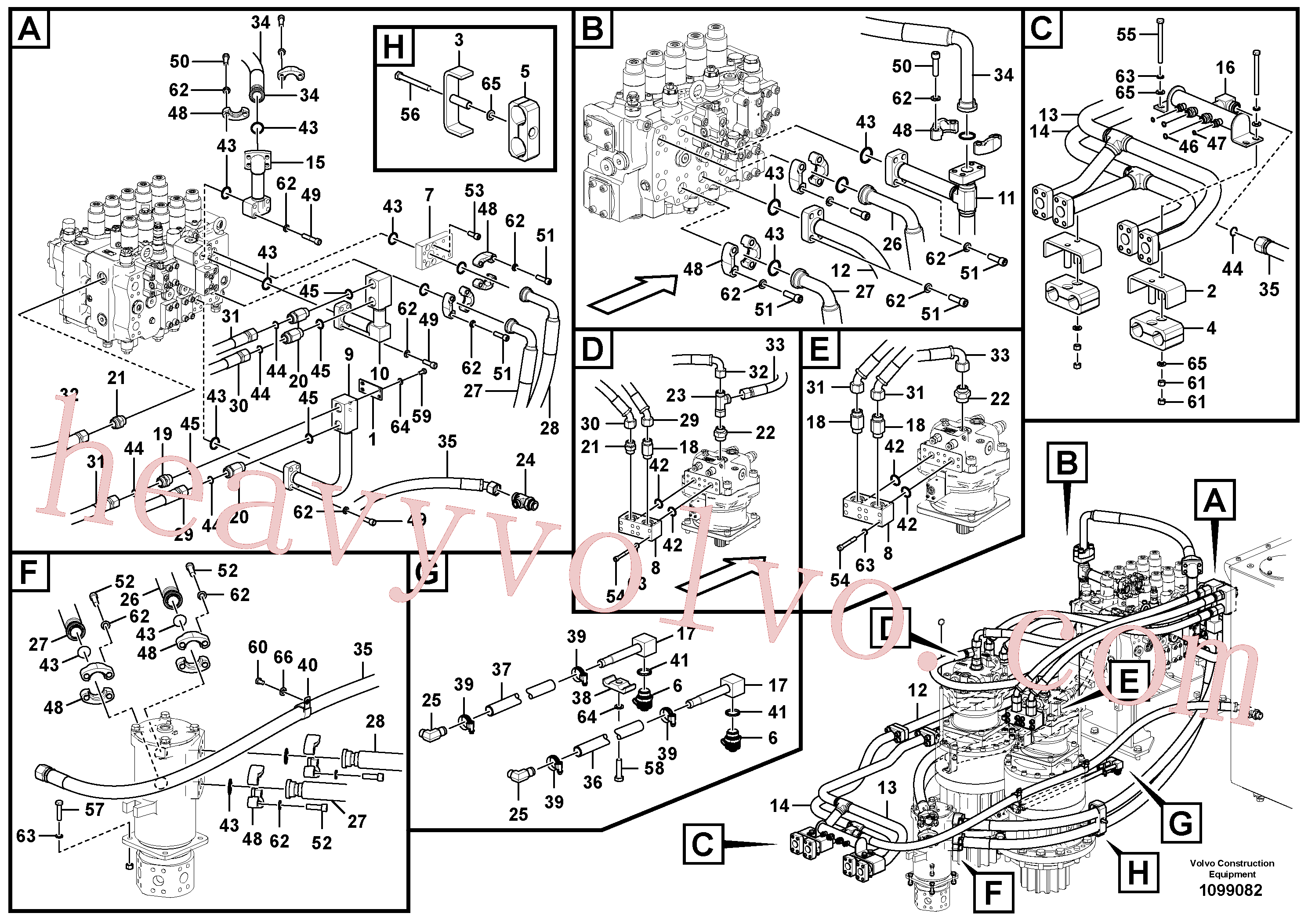 VOE14518363 for Volvo Hydraulic system, control valve to boom and swing(1099082 assembly)