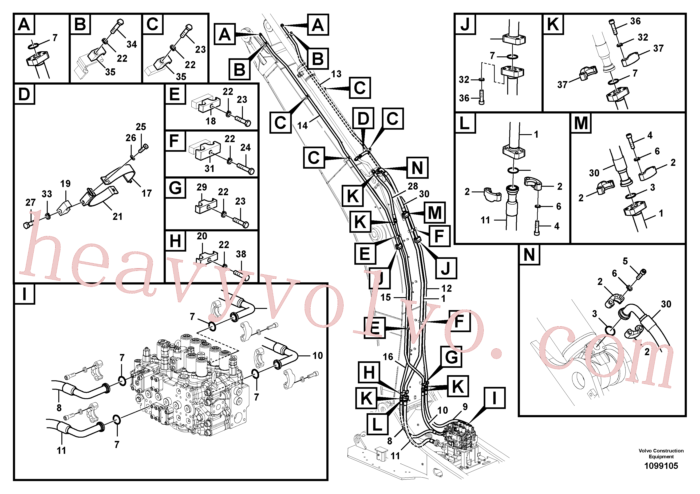 VOE14639453 for Volvo Working hydraulic, dipper arm cylinder on boom.(1099105 assembly)